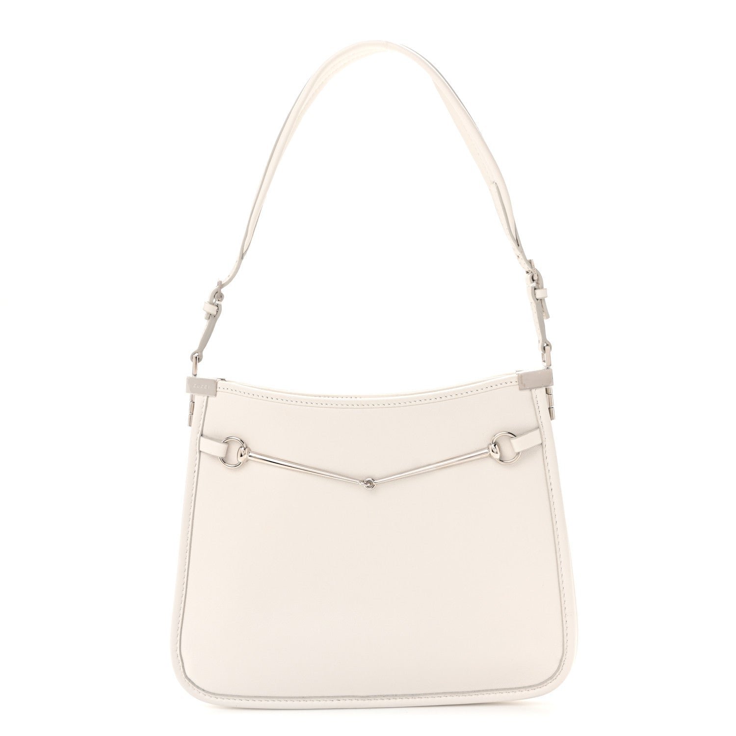 Gucci Calfskin Horsebit Slim Shoulder Bag White
