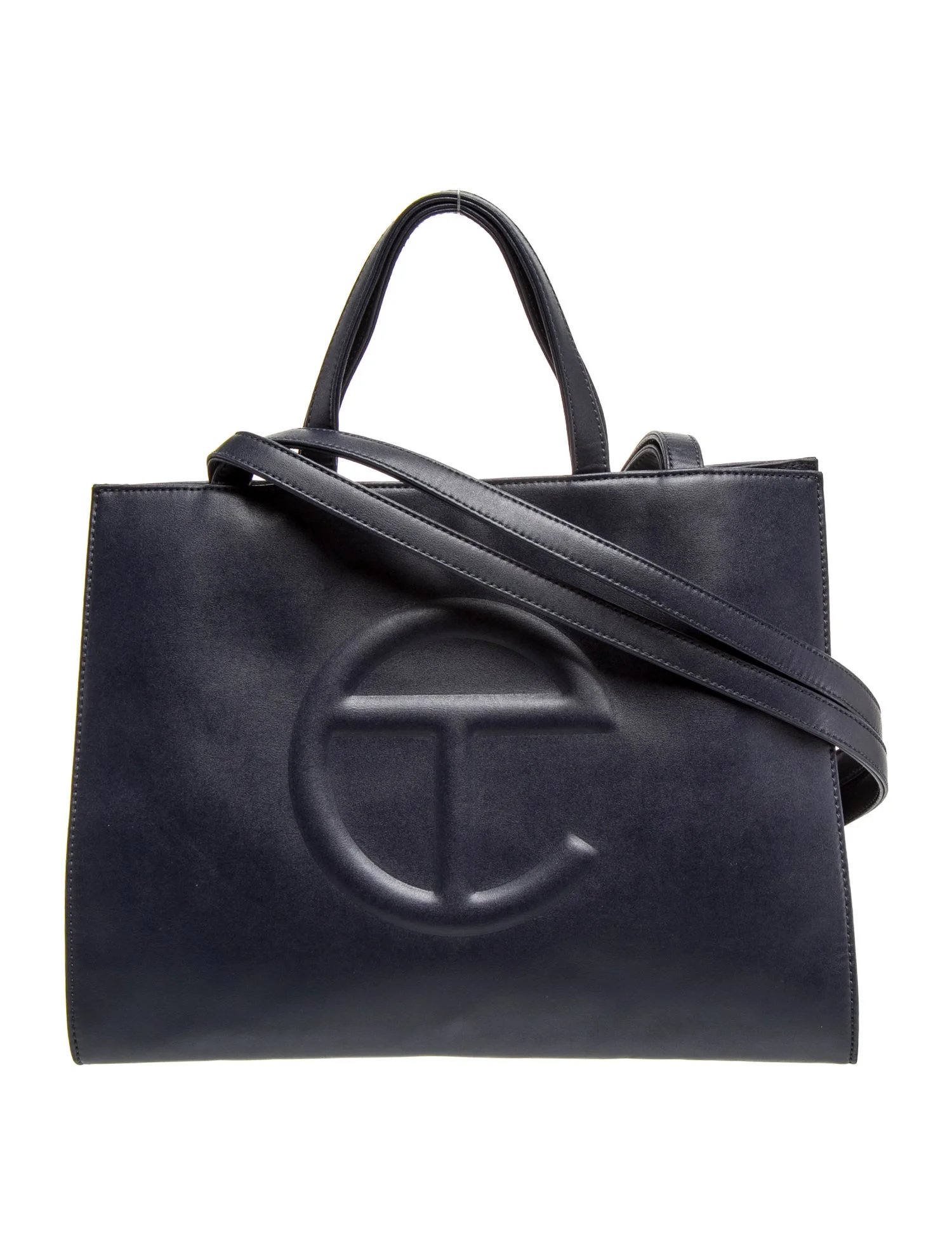 Vegan Leather Medium Navy Shopping Bag Medium