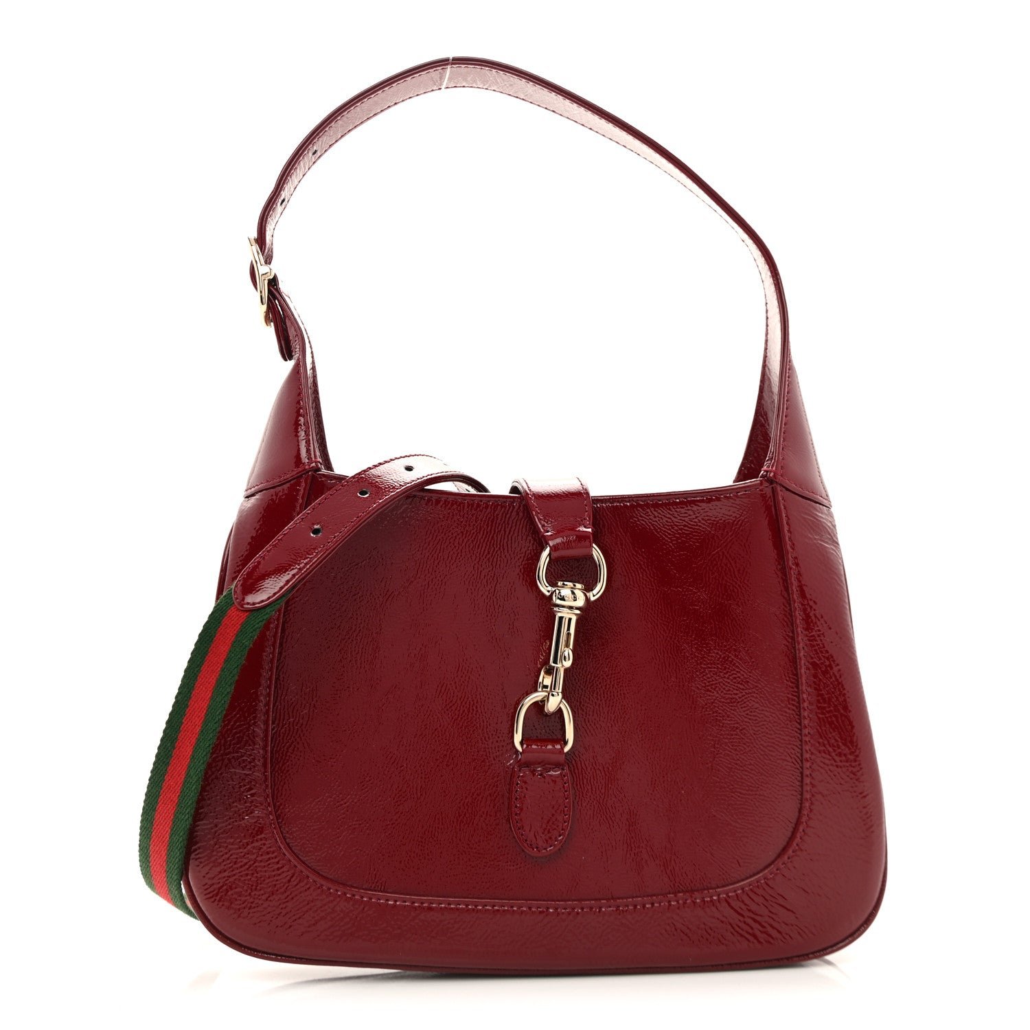 Gucci Patent Calfskin Small Jackie Shoulder Bag Rosso