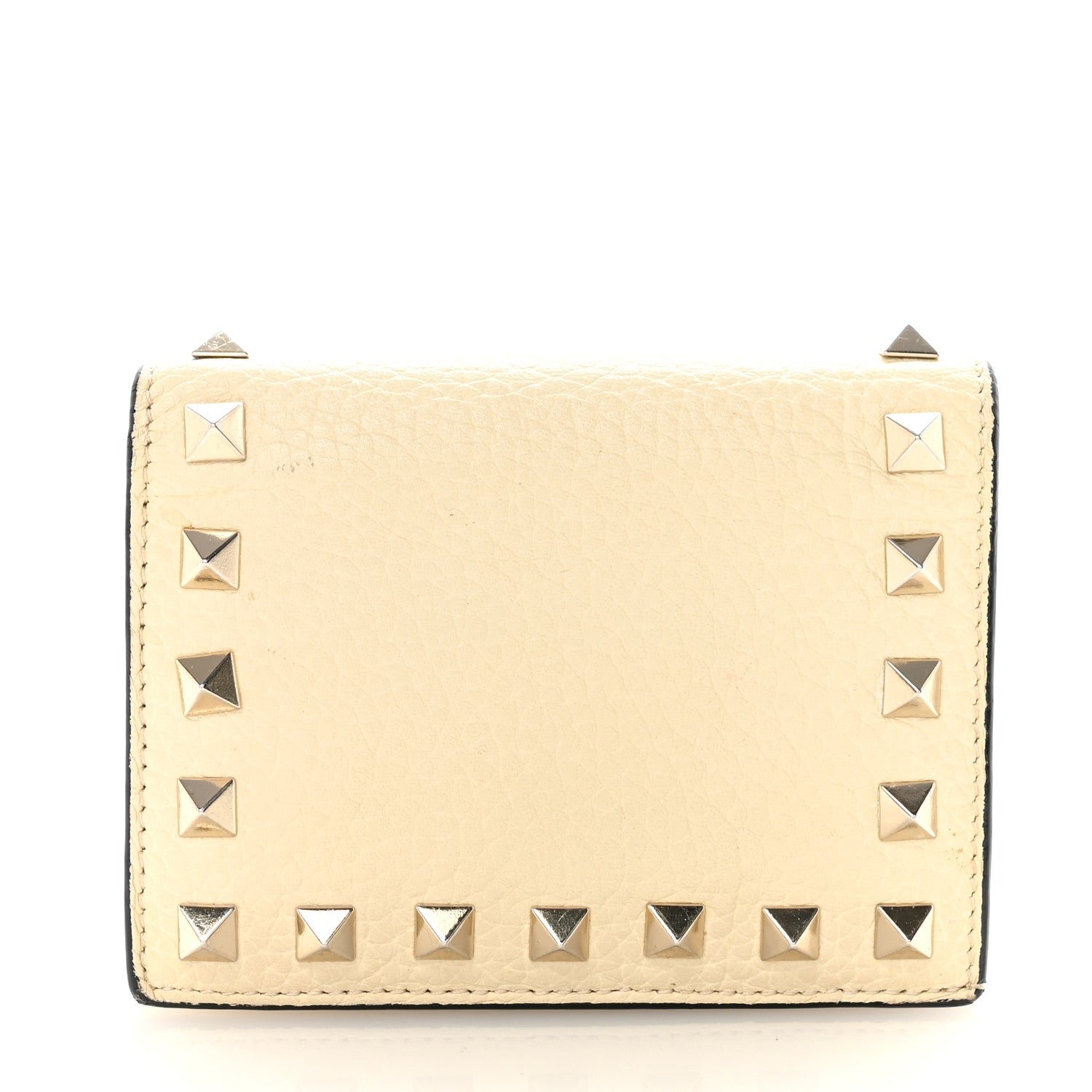 Valentino Garavani Valentino Garavani Calfskin Rockstud Bi-Fold Card Holder Ivory