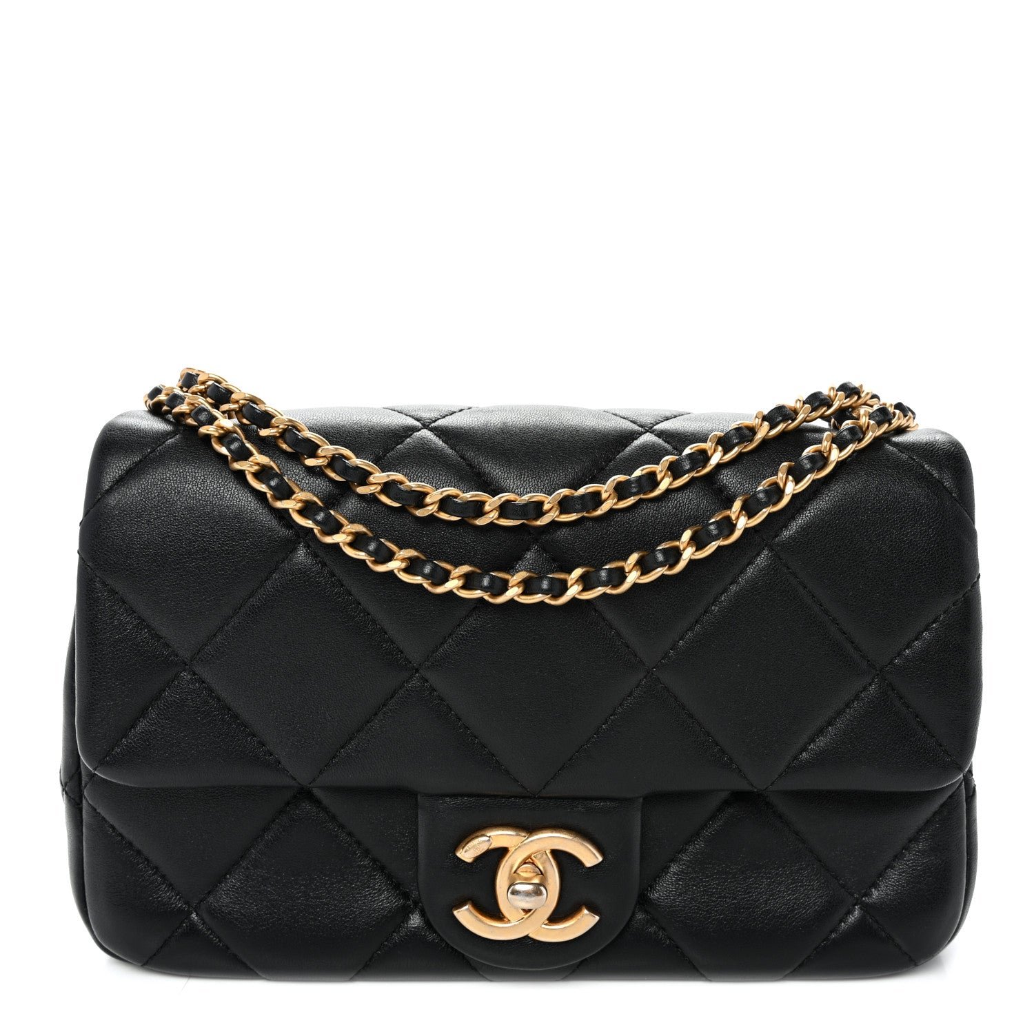 Chanel Lambskin Quilted Pearl Small Flap Black