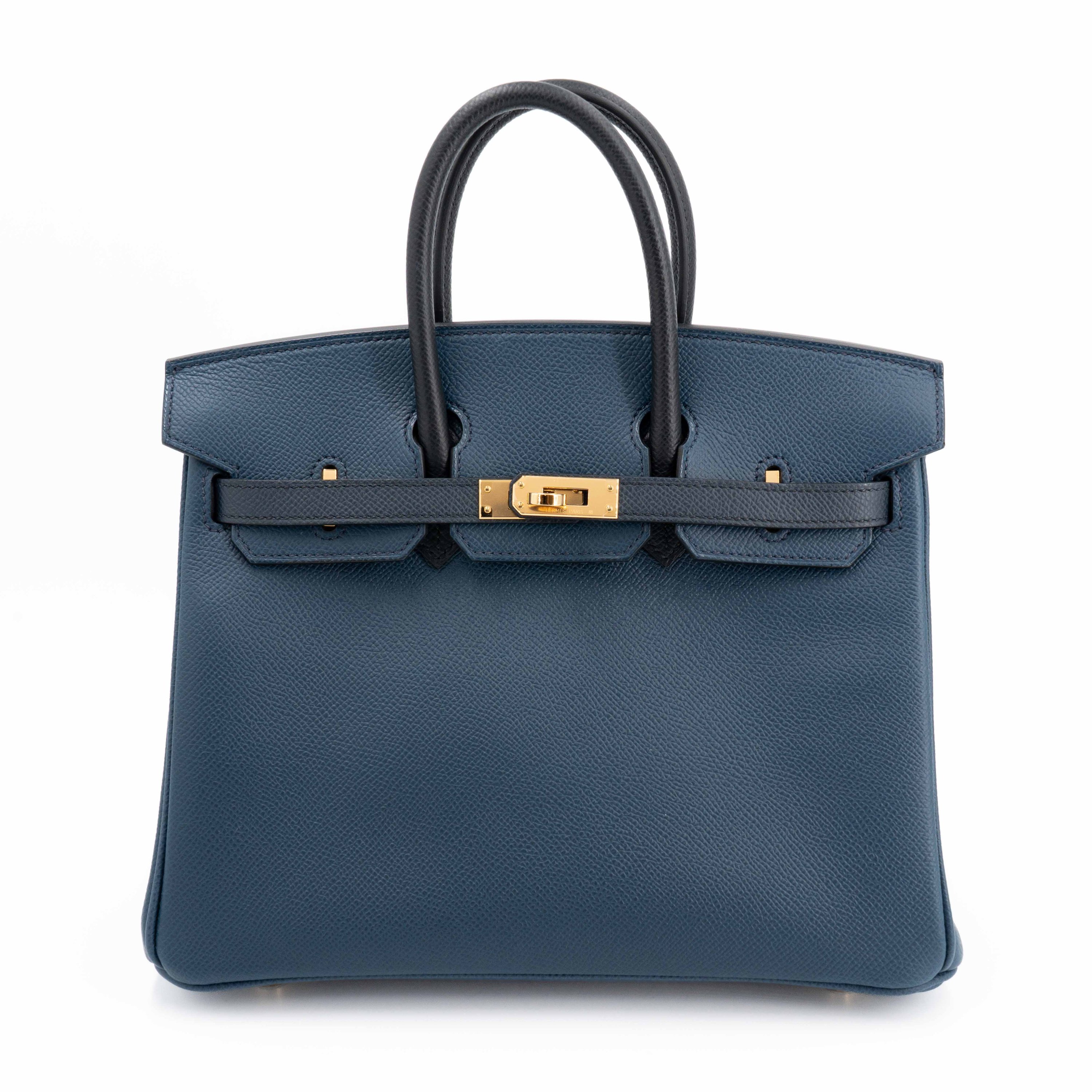 Excellent ( Rank SA ) HERMÈS Birkin 25 Bleu de Prusse (7P) Noir (89) Epsom Gold hardware B (2023)