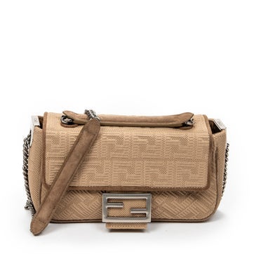 Canvas Midi Baguette Chain Crossbody