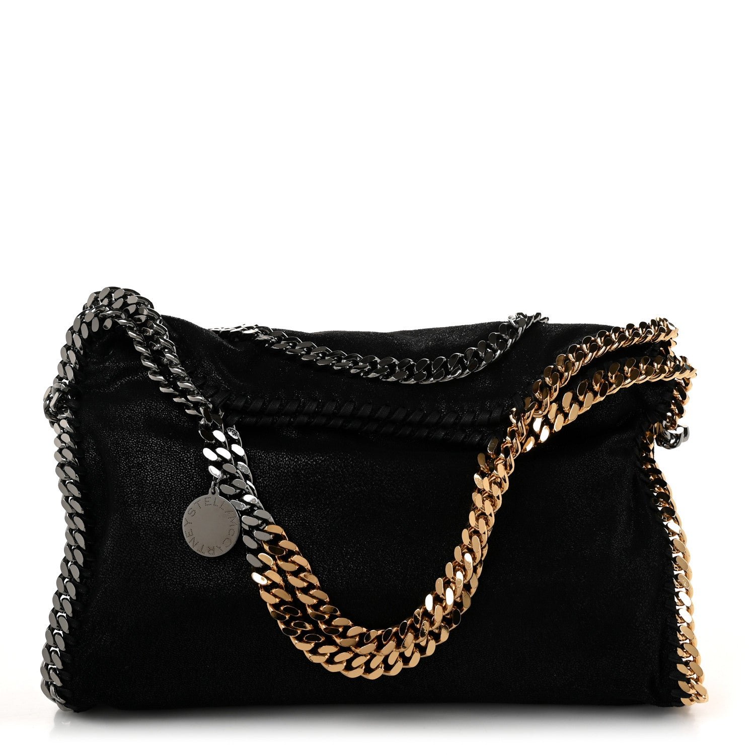 Stella McCartney Shaggy Deer Falabella Fold Over Tote Black