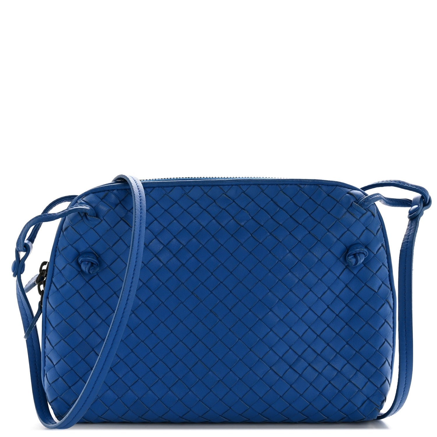 Bottega Veneta Nappa Intrecciato Double Compartment Crossbody Bag Atlantic Blue