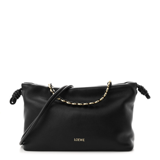Loewe Mellow Nappa Medium Donut Chain Flamenco Knot Clutch Black