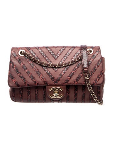 Chevron Snakeskin Single Flap Bag
