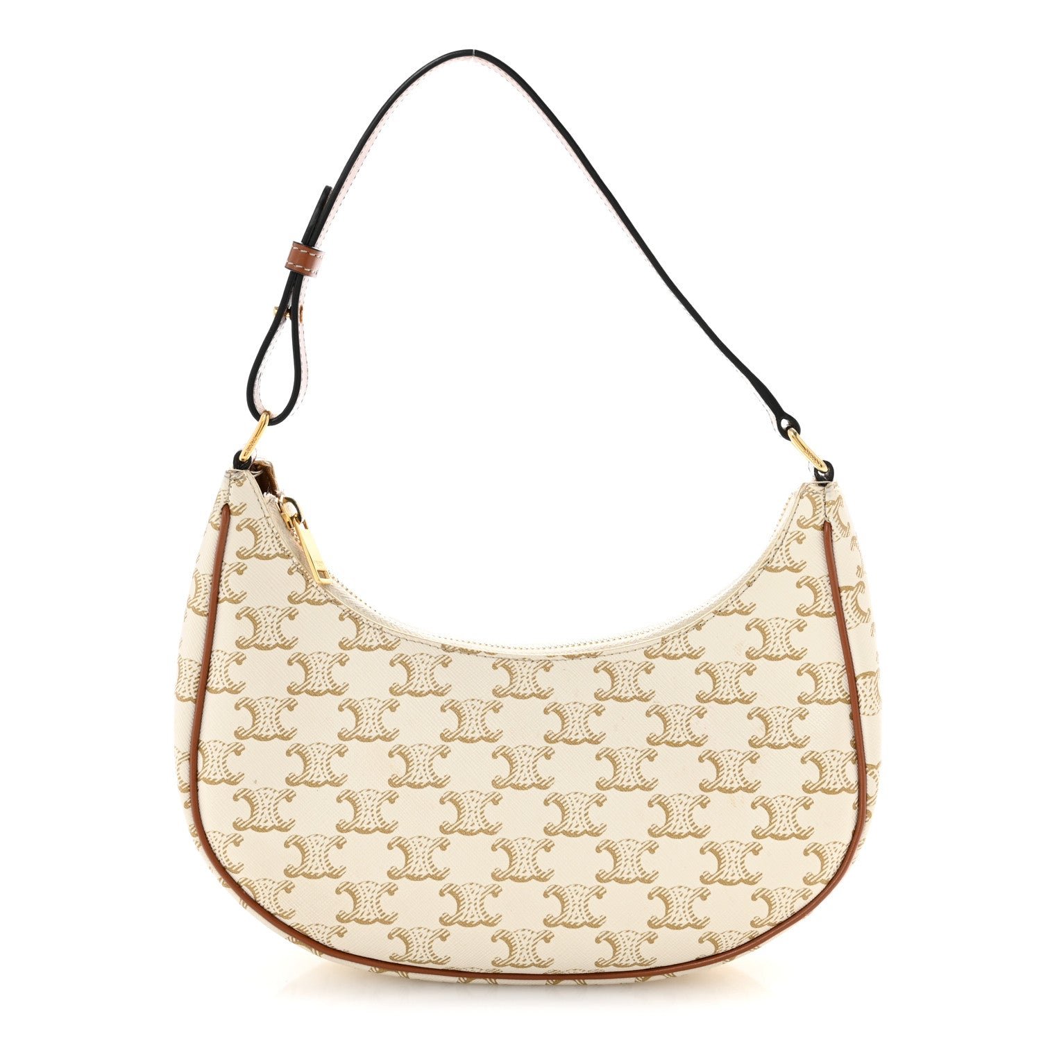 Celine Canvas Calfskin Ava Triomphe Shoulder Bag White
