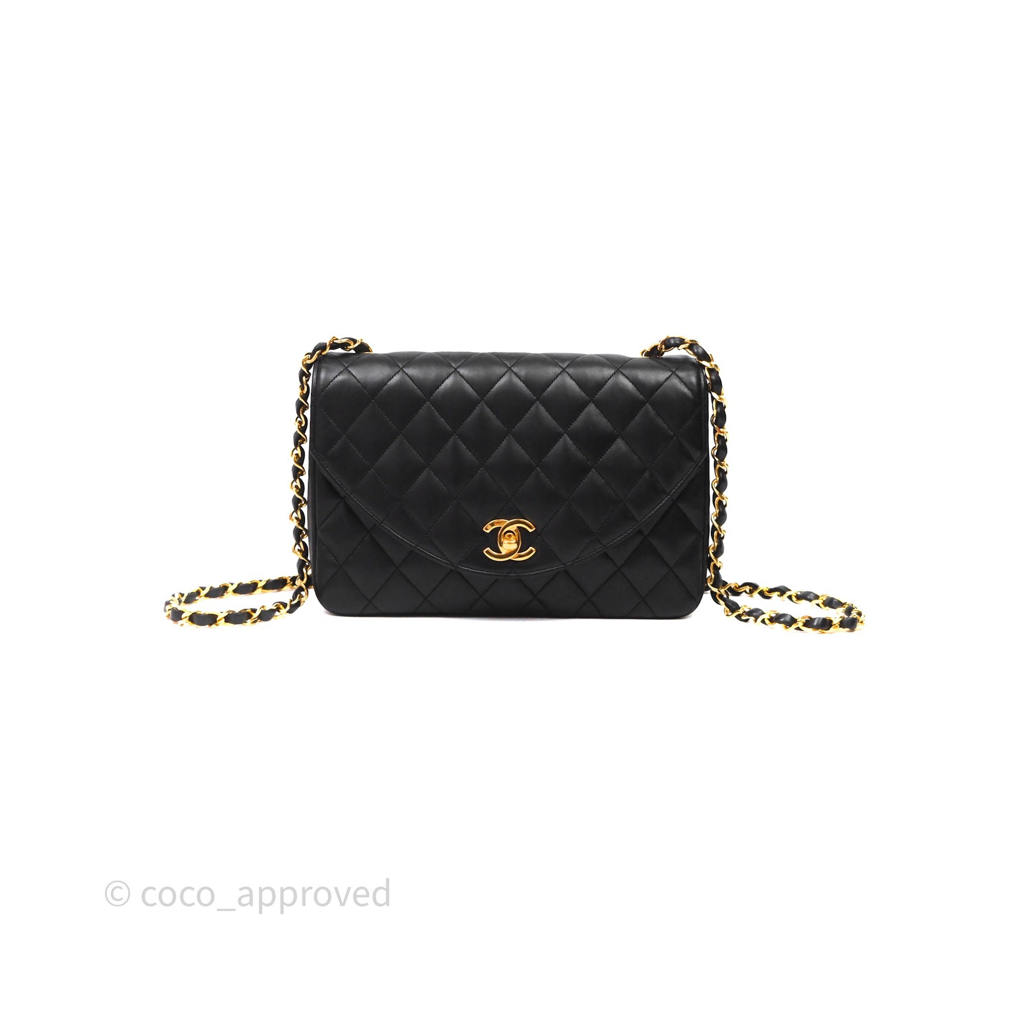 Chanel Chanel Vintage Round Flap Bag Black Lambskin 24K Gold Hardware