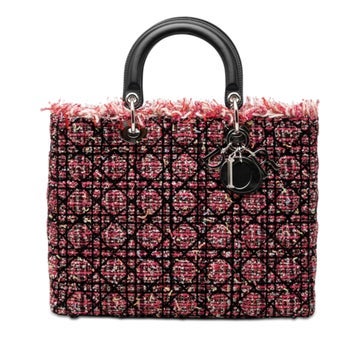 Dior Large Tweed Cannage Fringe Lady Dior