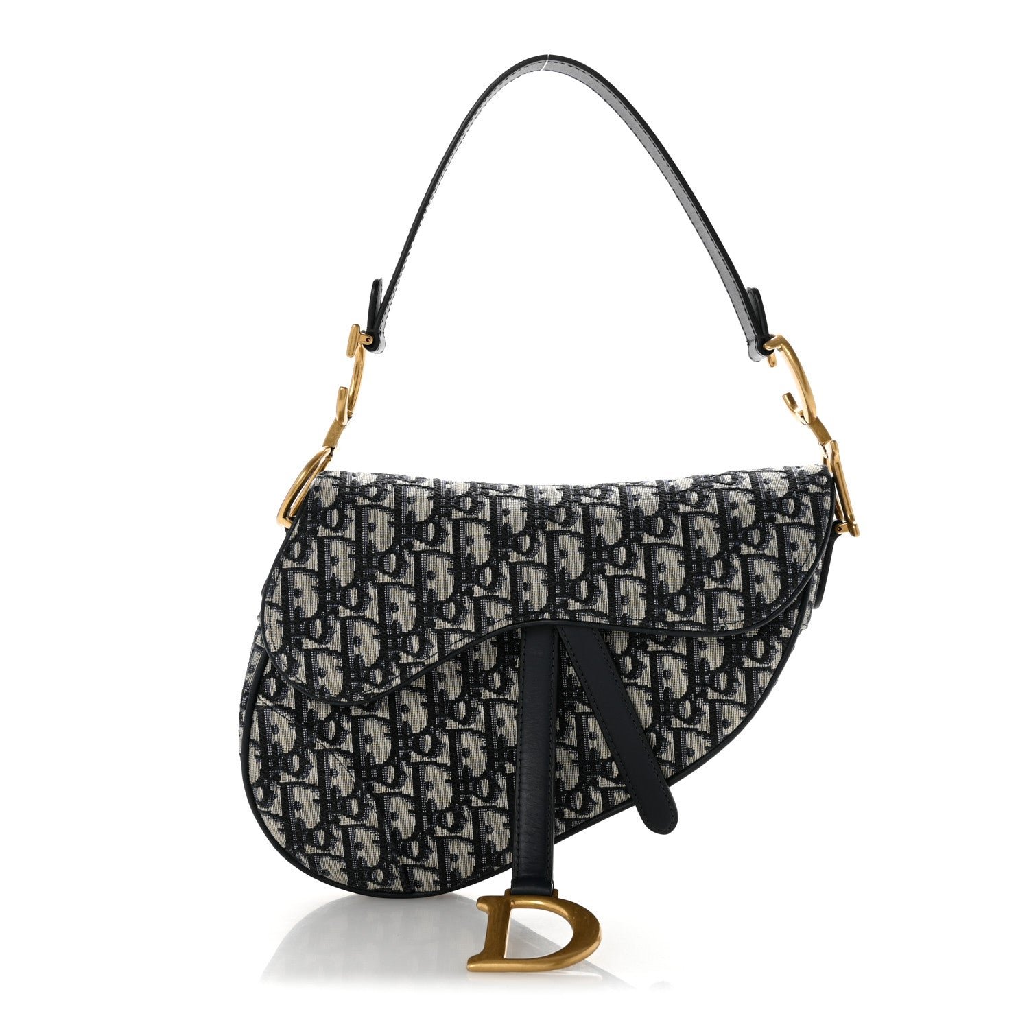 Christian Dior Oblique Saddle Bag Blue Blue