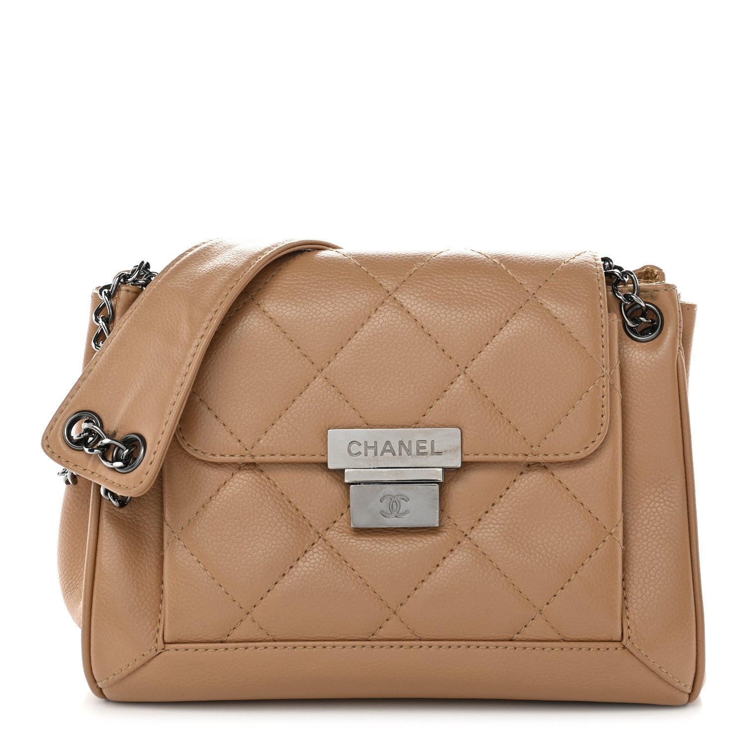 Chanel Caviar Quilted Mini Accordion Flap Beige