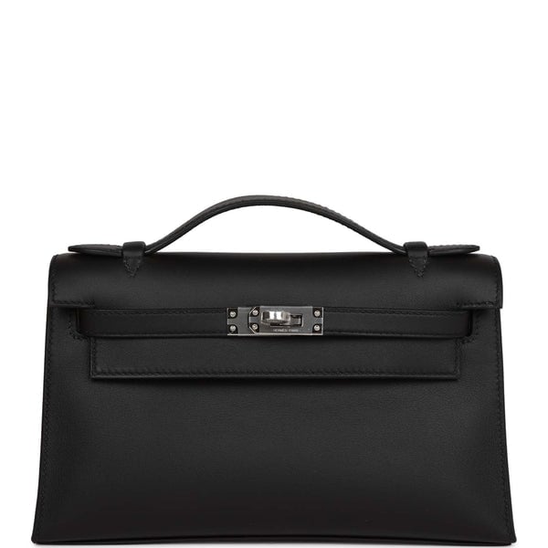 Hermes Hermes Kelly Pochette Black Swift Palladium Hardware