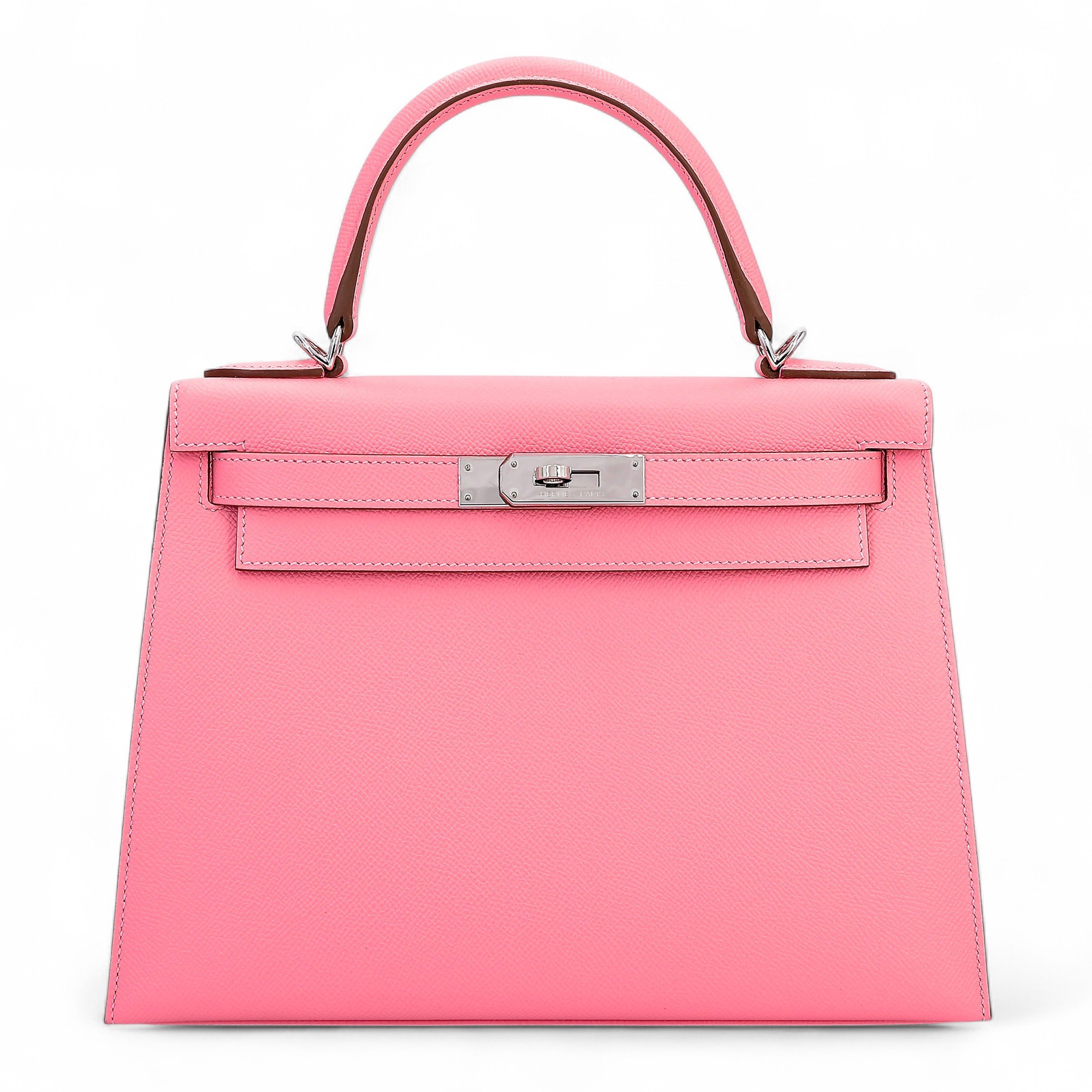 Hermes Excellent ( Rank SA ) HERMÈS Kelly 28 Sellier Rose Confetti (1Q) Epsom Palladium hardware Y (2020)