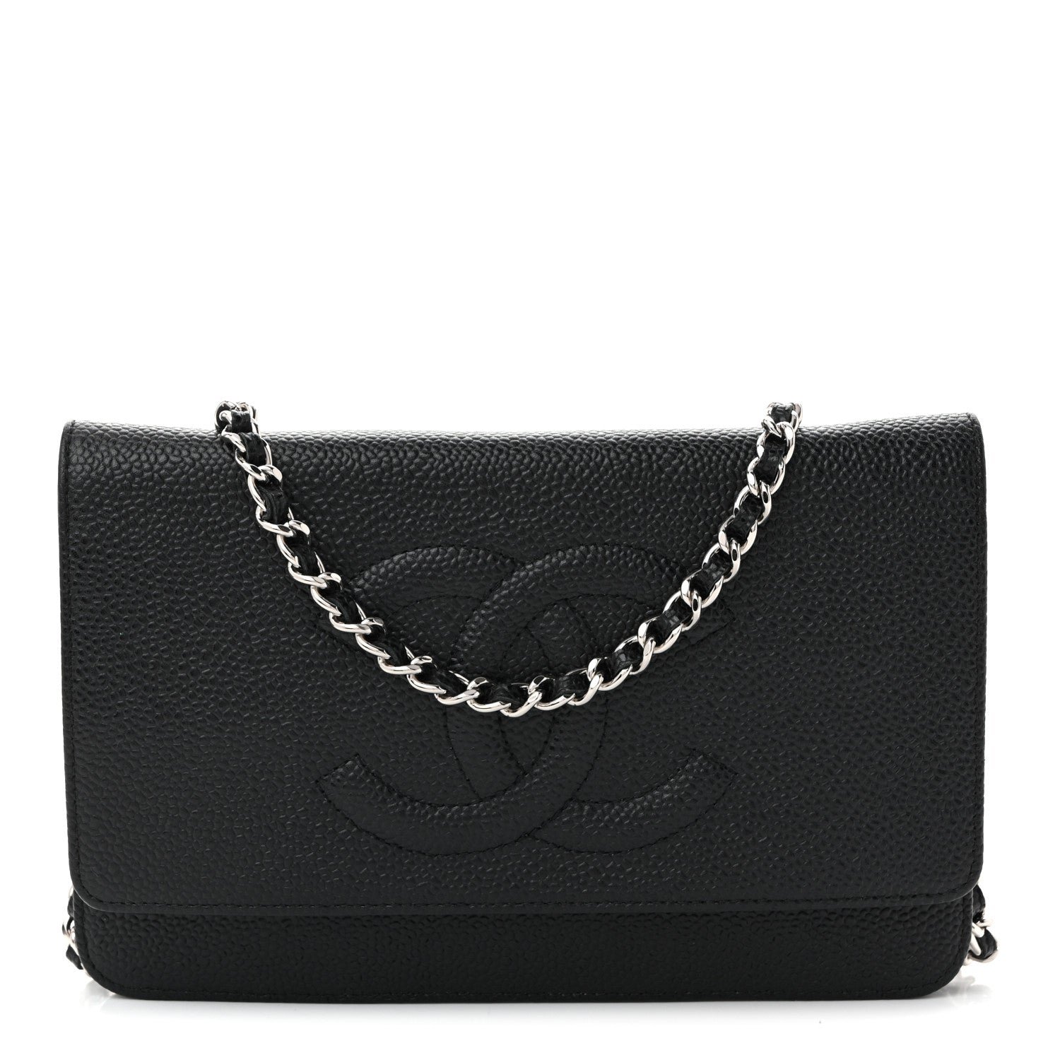 Chanel Caviar Timeless CC Wallet On Chain WOC Black