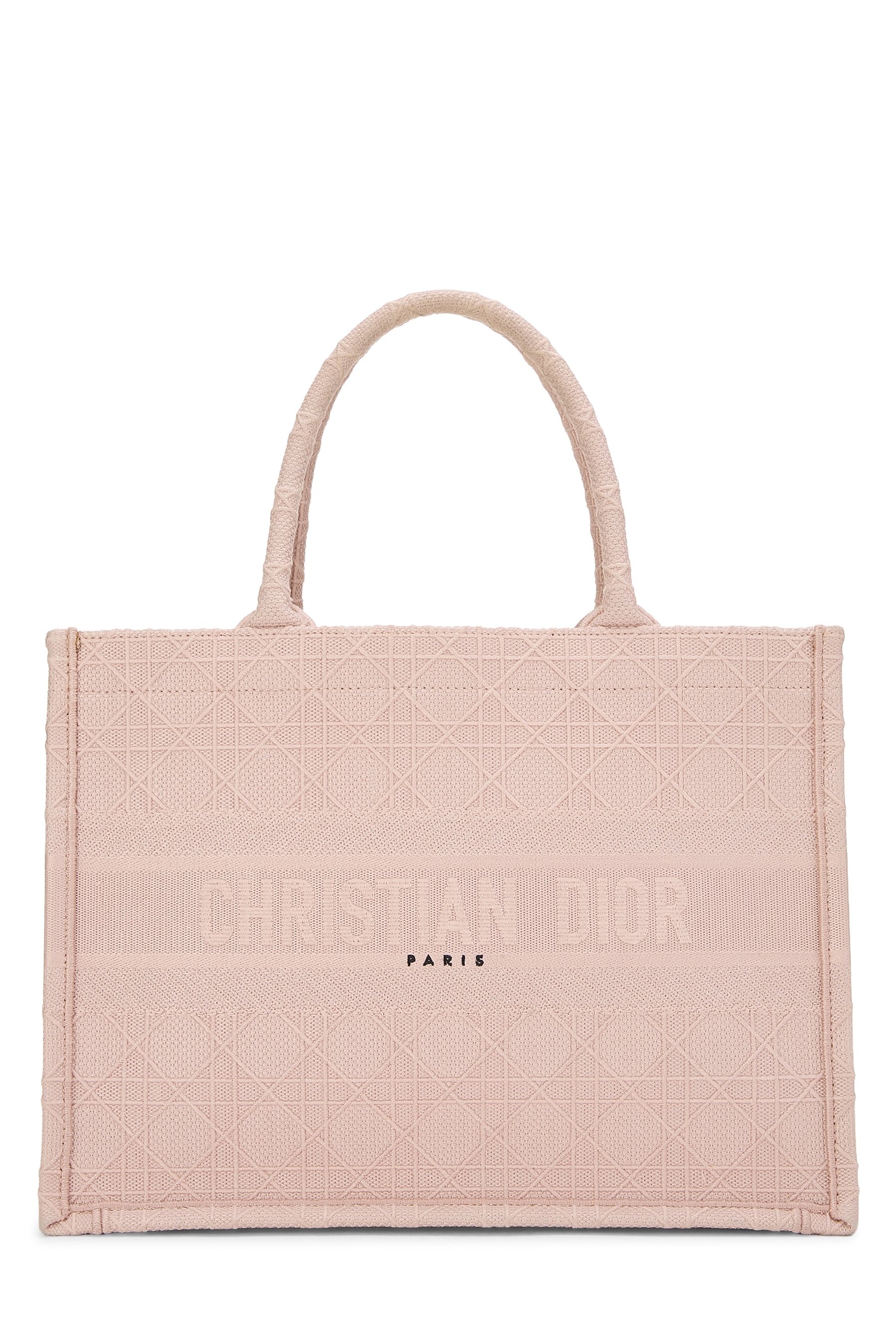 Dior Pink Embroidered Canvas Book Tote Medium