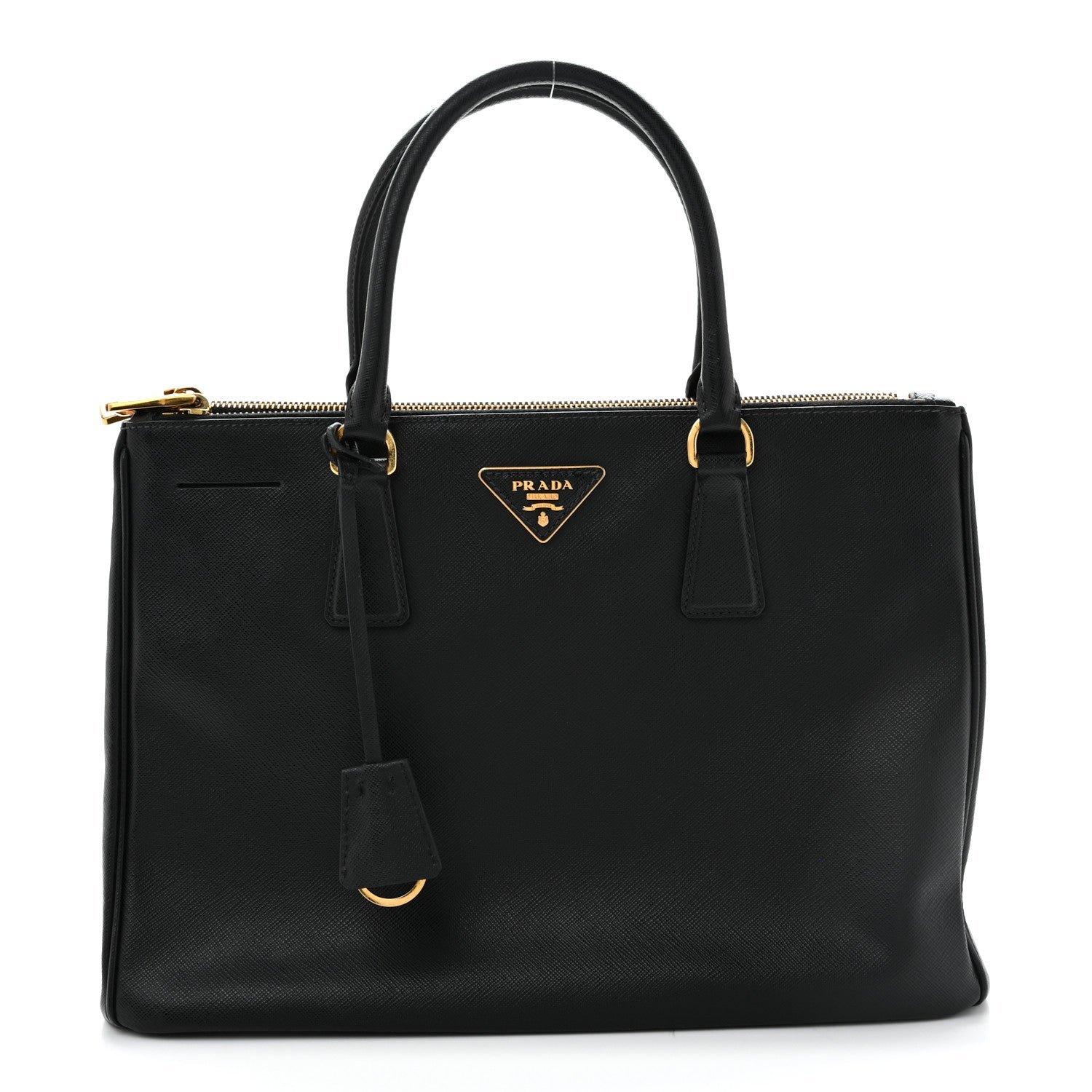 Saffiano Lux Large Galleria Double Zip Tote Black
