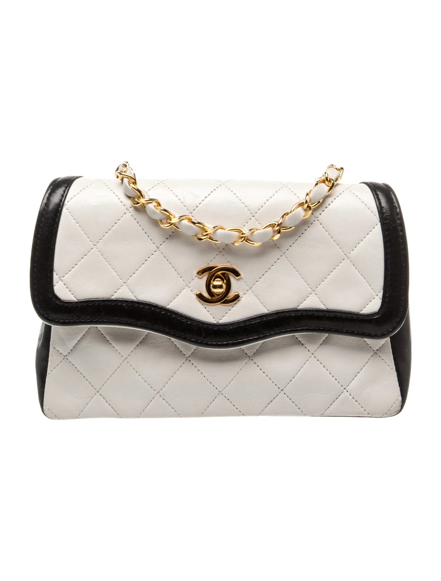 Quilted Bicolor Flap Shoulder Bag w/ Card Holder