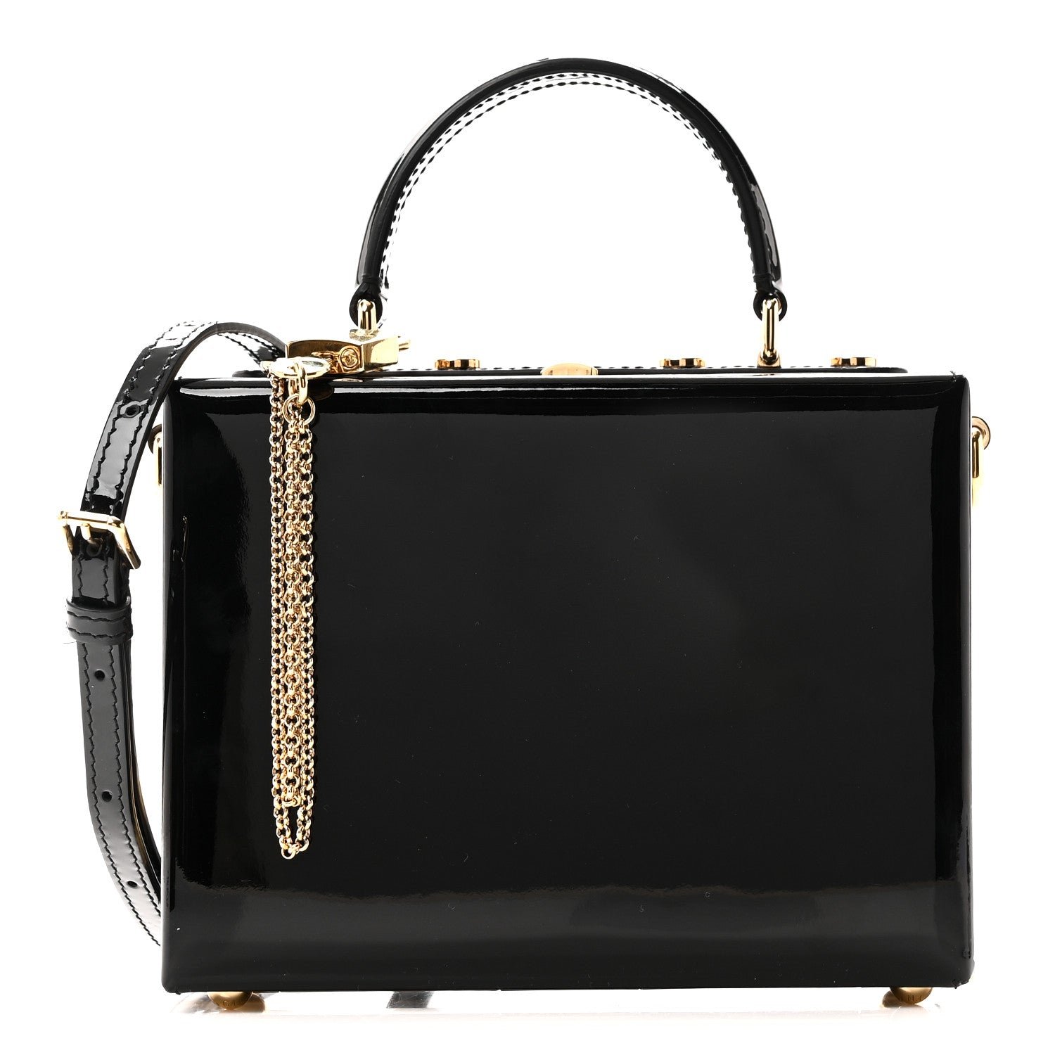 Dolce & Gabbana Patent Dolce Box Handbag Black