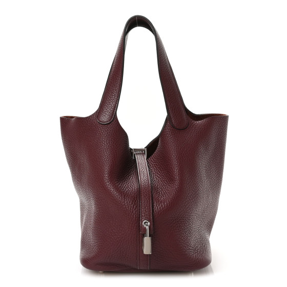 Hermes Taurillon Clemence Picotin Lock 22 MM Bordeaux