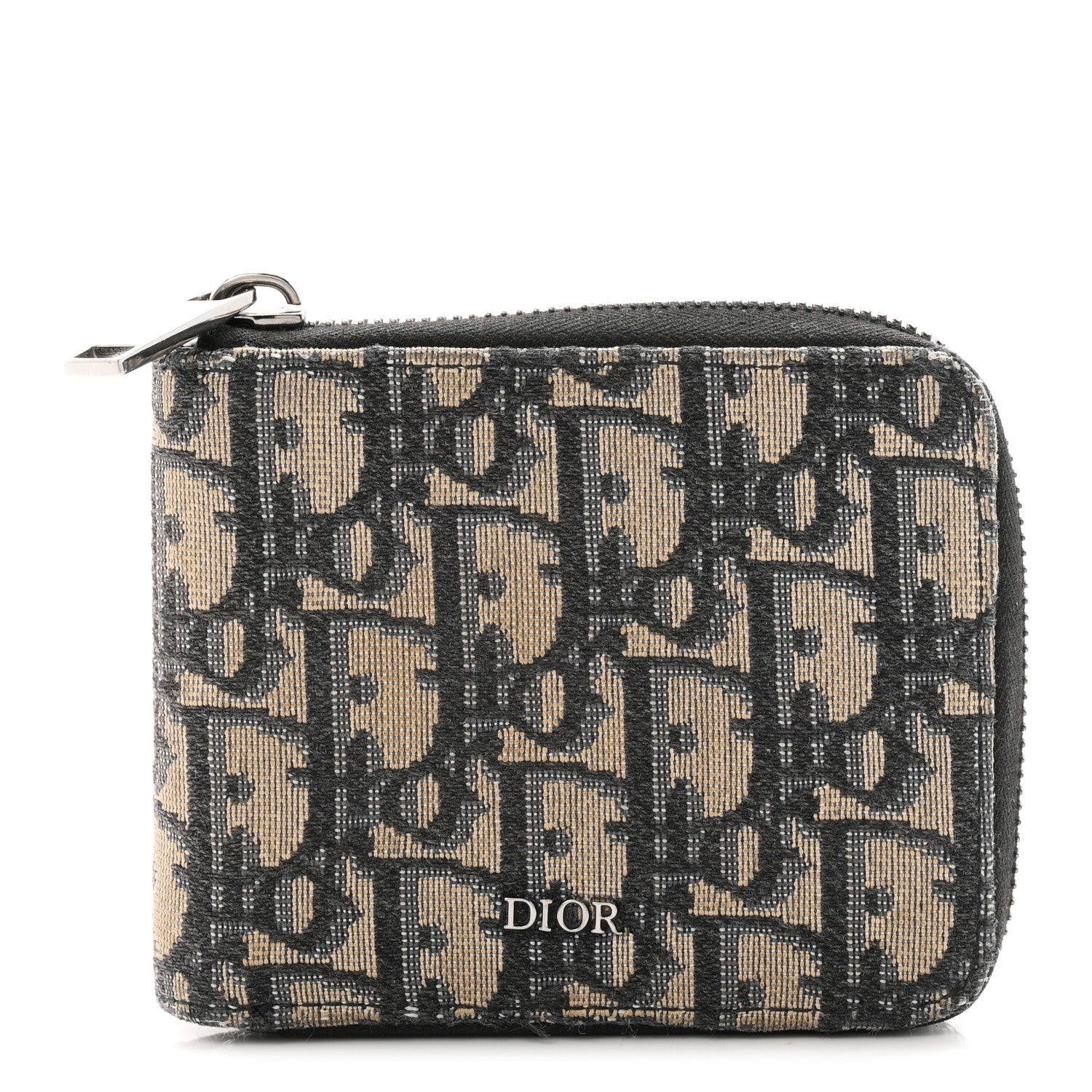 Christian Dior Oblique Compact Zipped Wallet Blue Multicolor