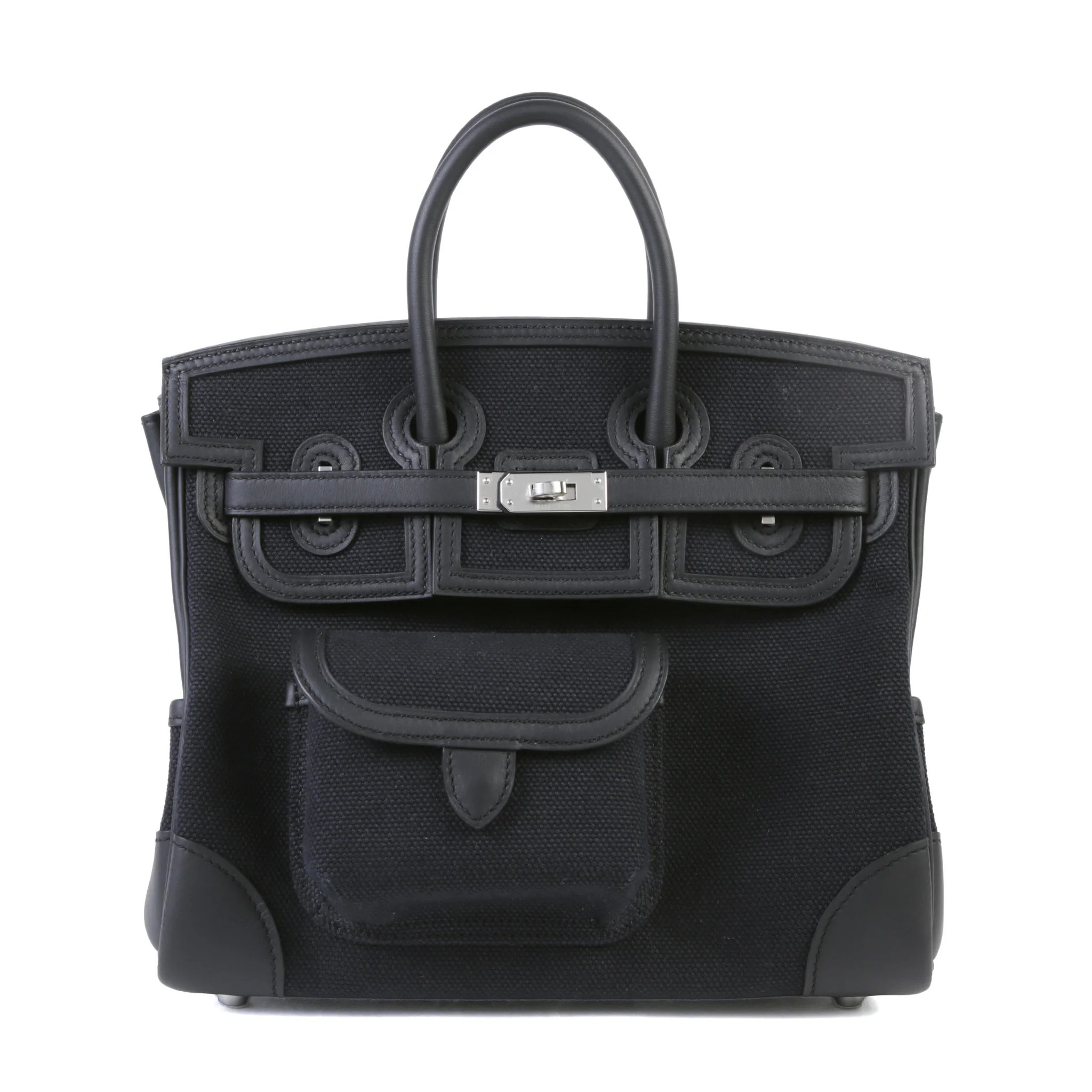 Brand New ( Rank N ) HERMÈS Limited Edition Birkin Cargo 25 Noir (89) Toile H canvas Swift Palladium hardware G (2026)