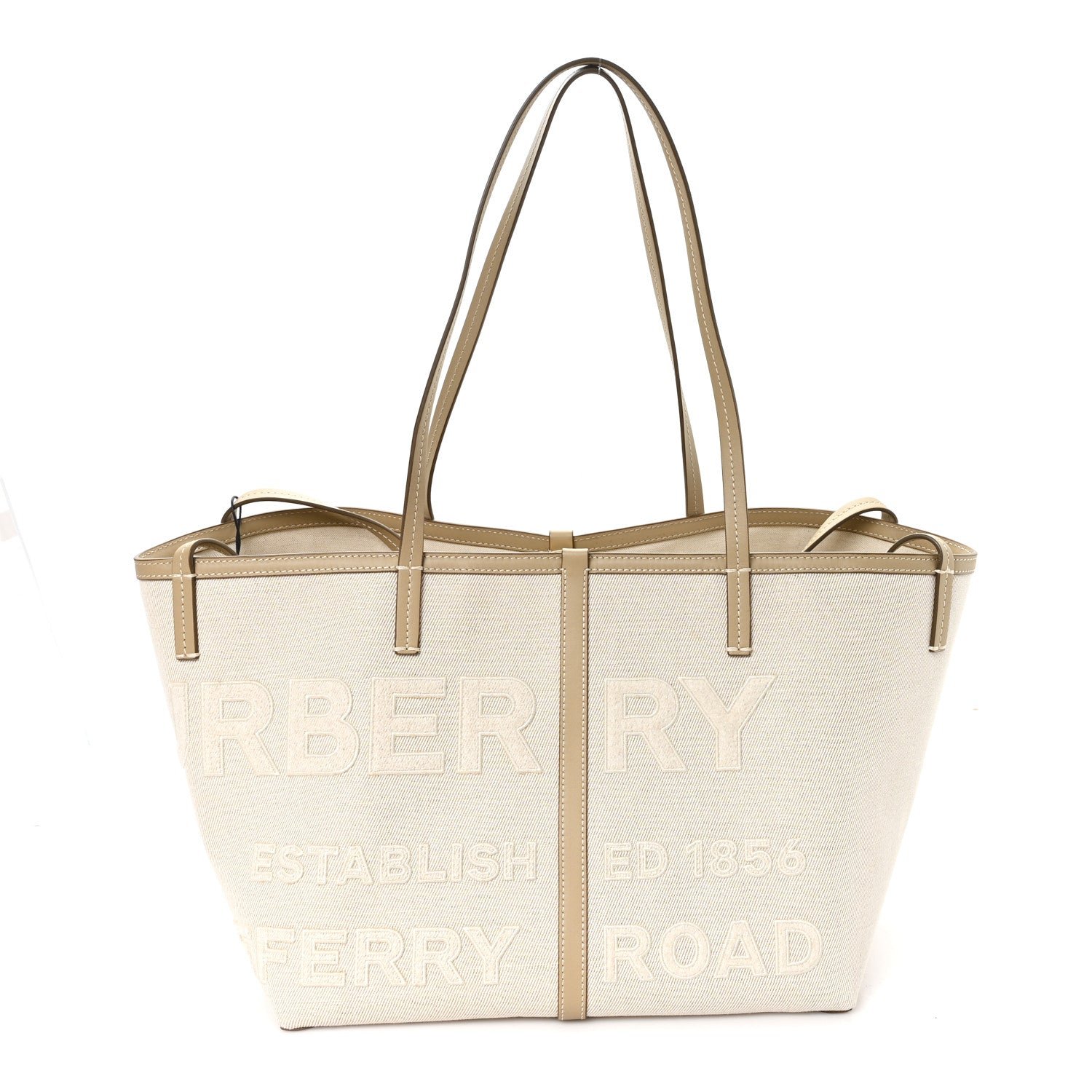 Burberry Cotton Canvas Mini Logo Horseferry Tote Bag Off White