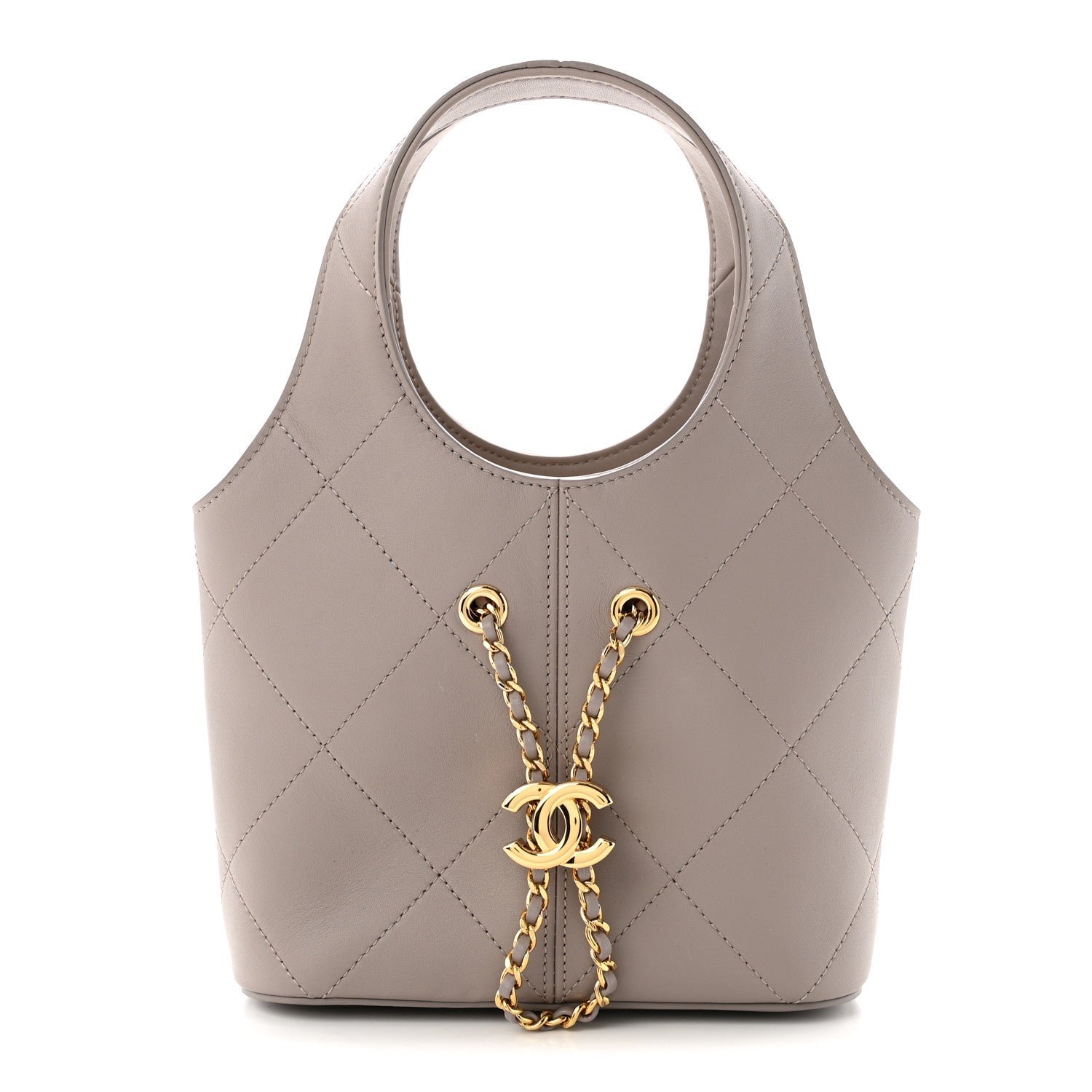 Chanel Calfskin Quilted Small Shopping Bag Grey