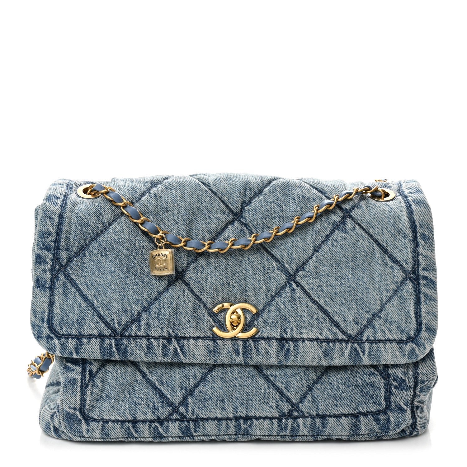 Chanel Washed Denim Quilted Flap Bag Blue