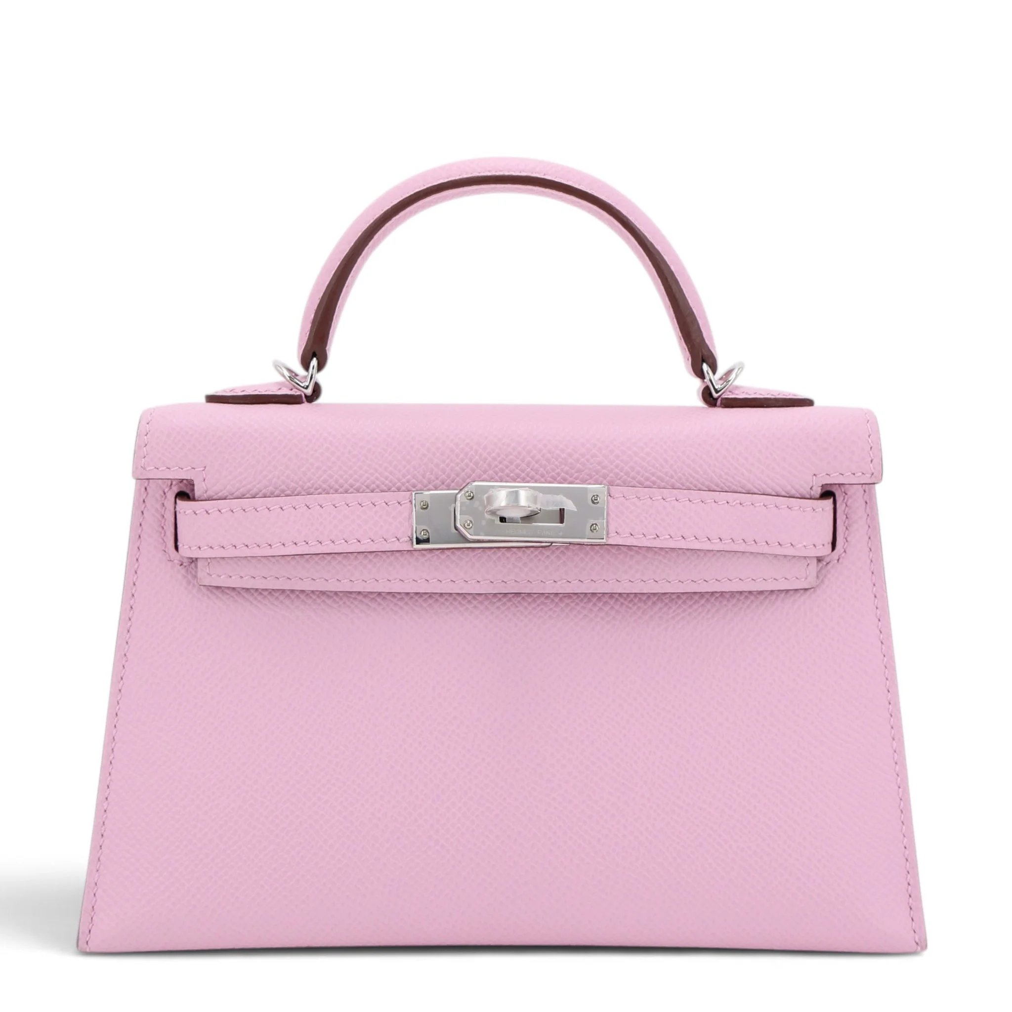 Unused ( Rank NS ) HERMÈS Mini Kelly II Mauve Sylvestre (X9) Epsom Palladium hardware B (2023)