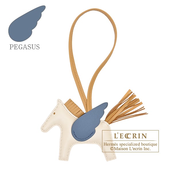 Hermes Rodeo charm Pegasus PM Craie/Sesame/Blue tempete Agneau/Swift leather