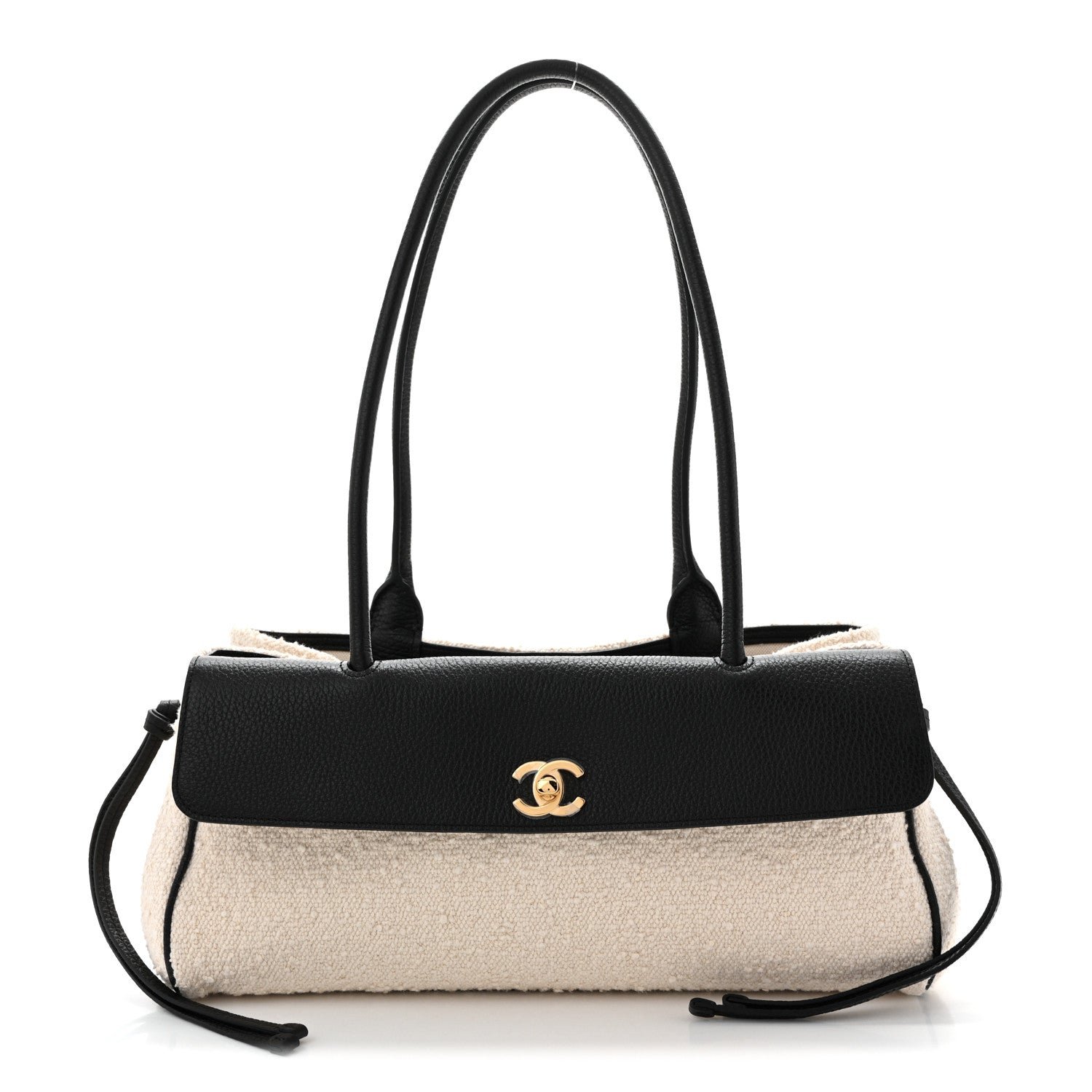 Chanel Grained Calfskin Boucle Urban Essentials Small Shopping Bag Ecru Black