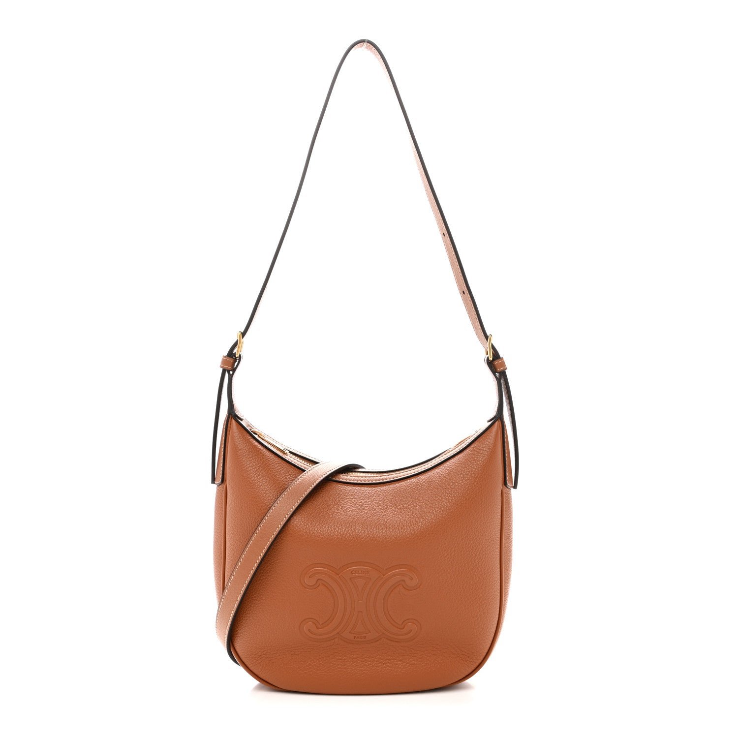 Celine Supple Calfskin Small Triomphe Heloise Shoulder Bag Tan