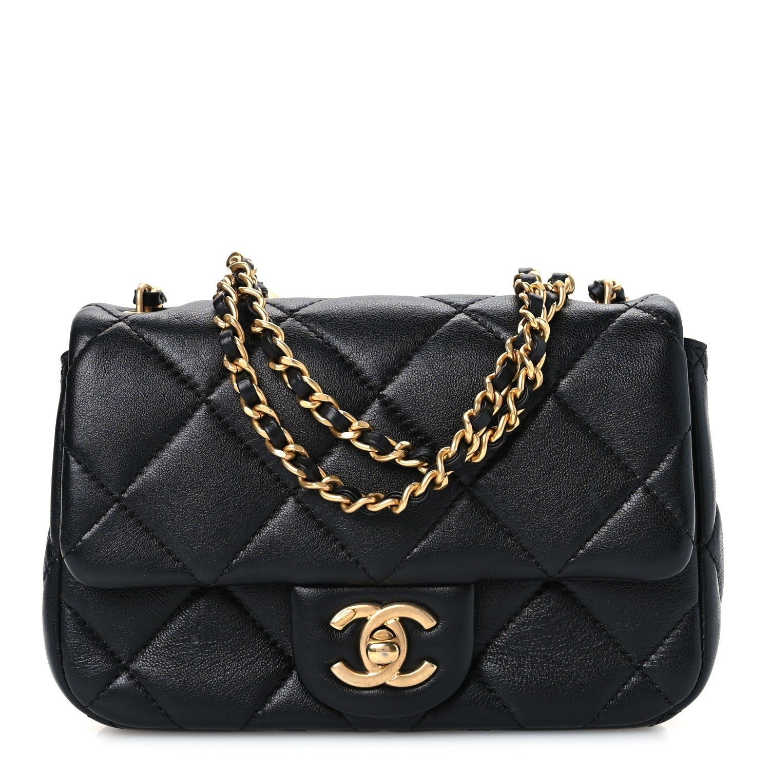 Chanel Lambskin Pearl Quilted Mini Flap Black