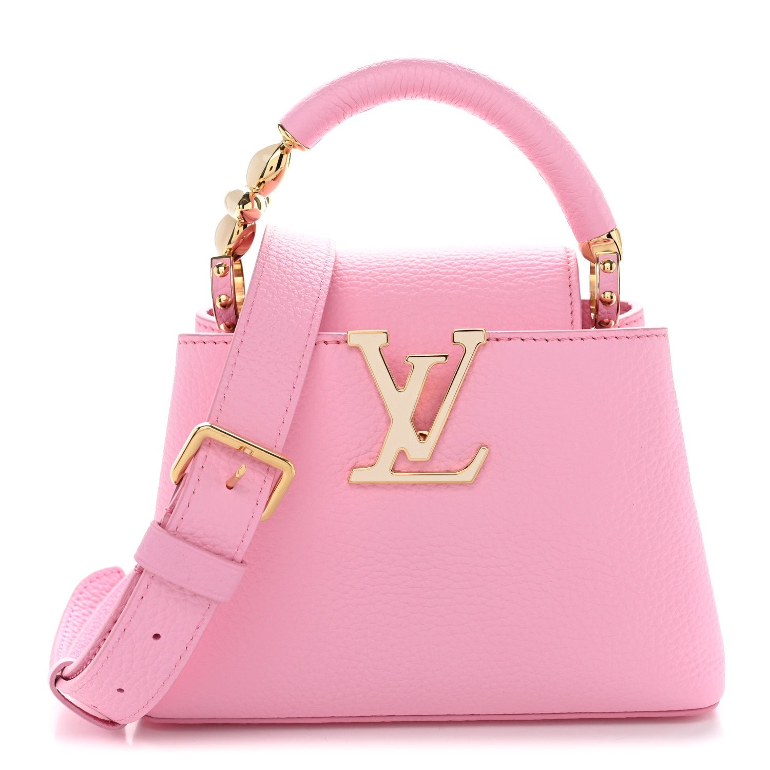 Louis Vuitton Taurillon Embellished Flower Handle Capucines Mini  Marshmallow Pink