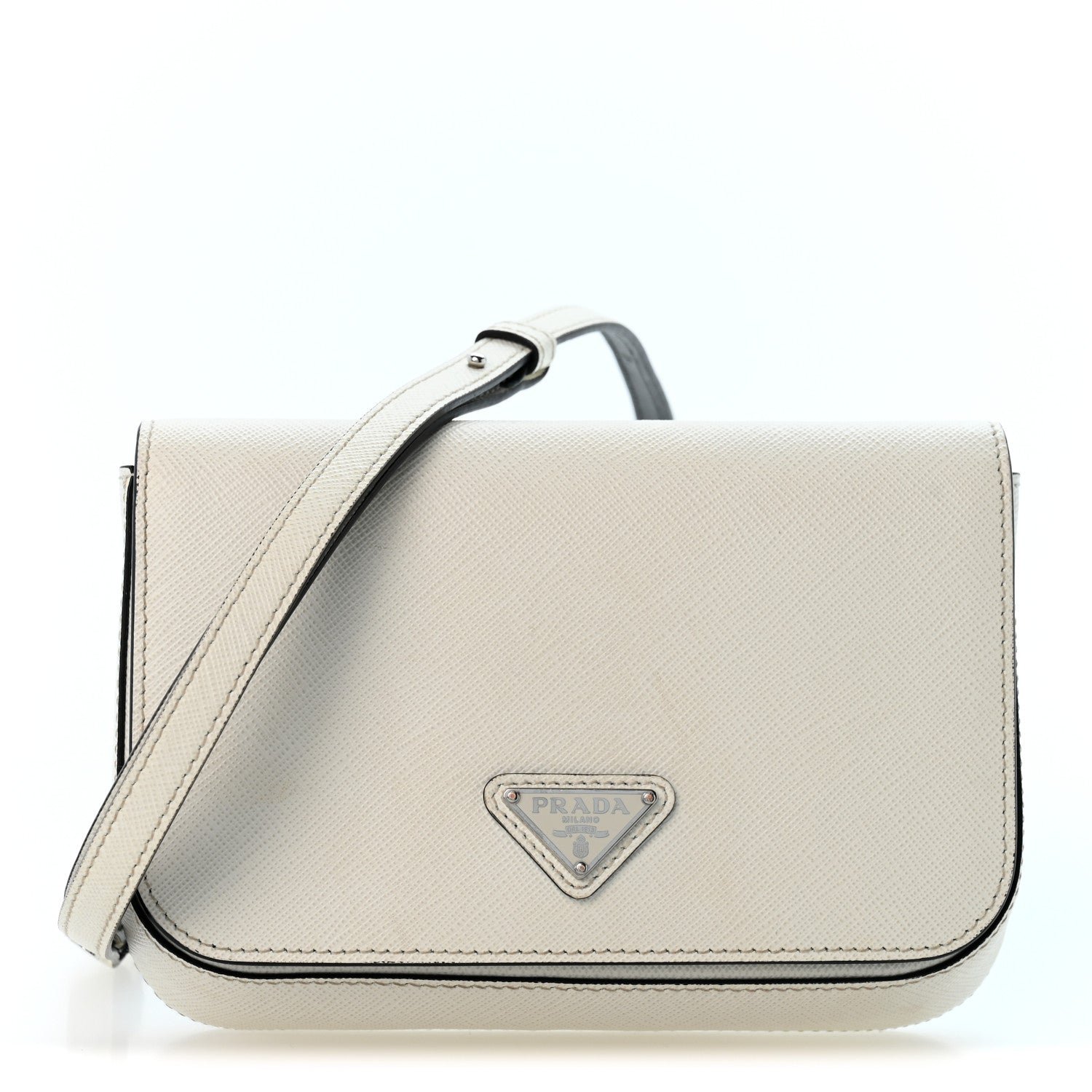 Prada Saffiano Flap Shoulder Bag White