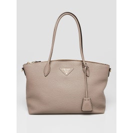 Prada Argilla Vitello Daino Soft Leather Zip Tote Bag 1BG627