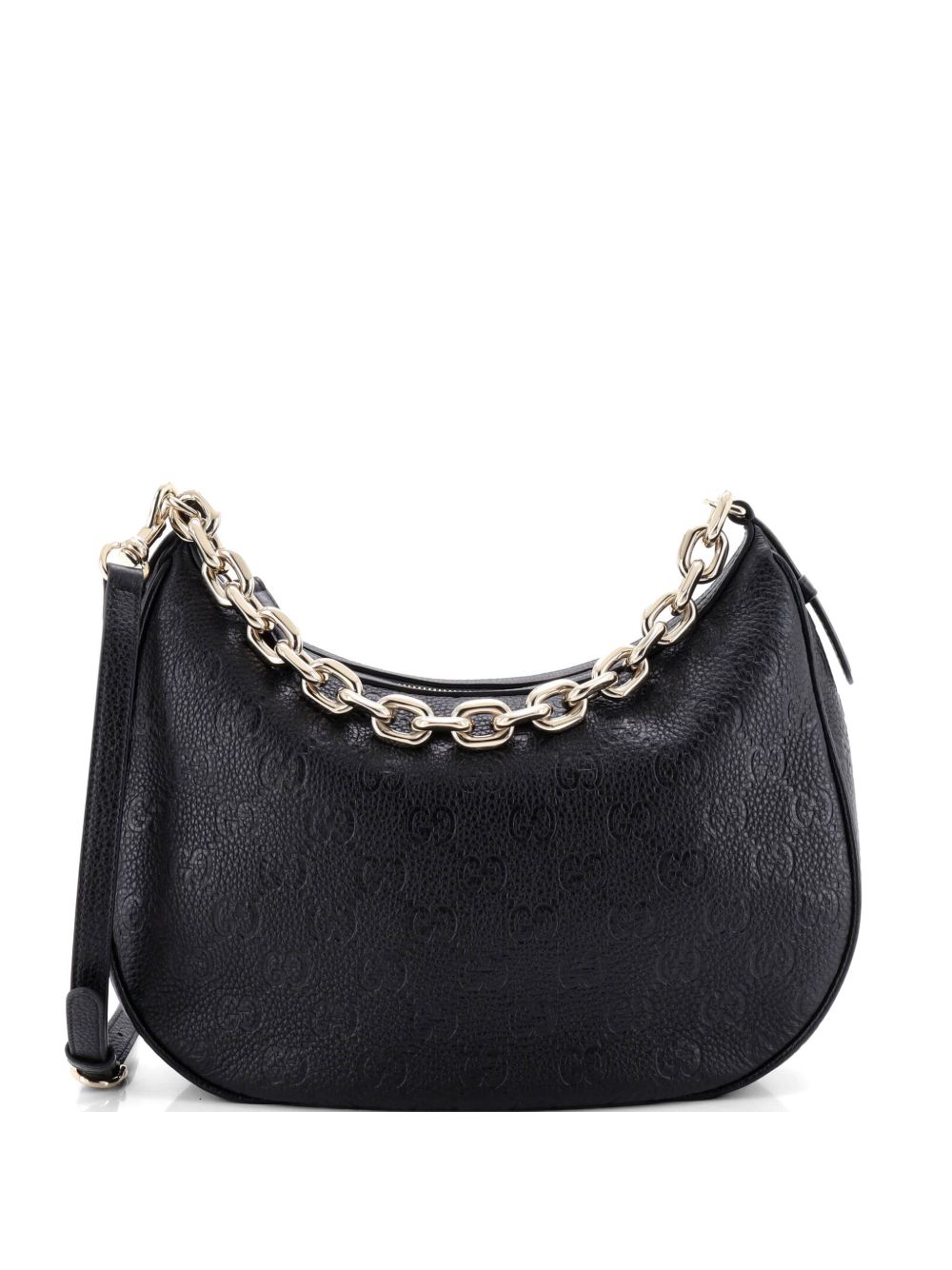 Emblem Half Moon GG Embossed Leather Large shoulder bag