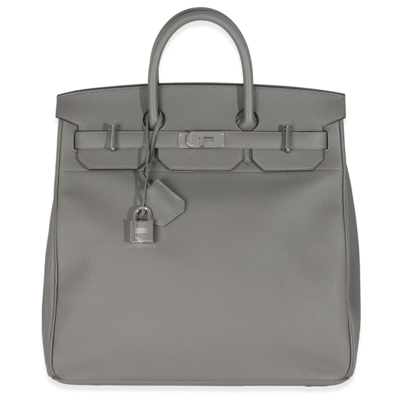 Hermes Gris Meyer Togo HAC Haut à Courroies Birkin 40 Palladium Hardware, 2023