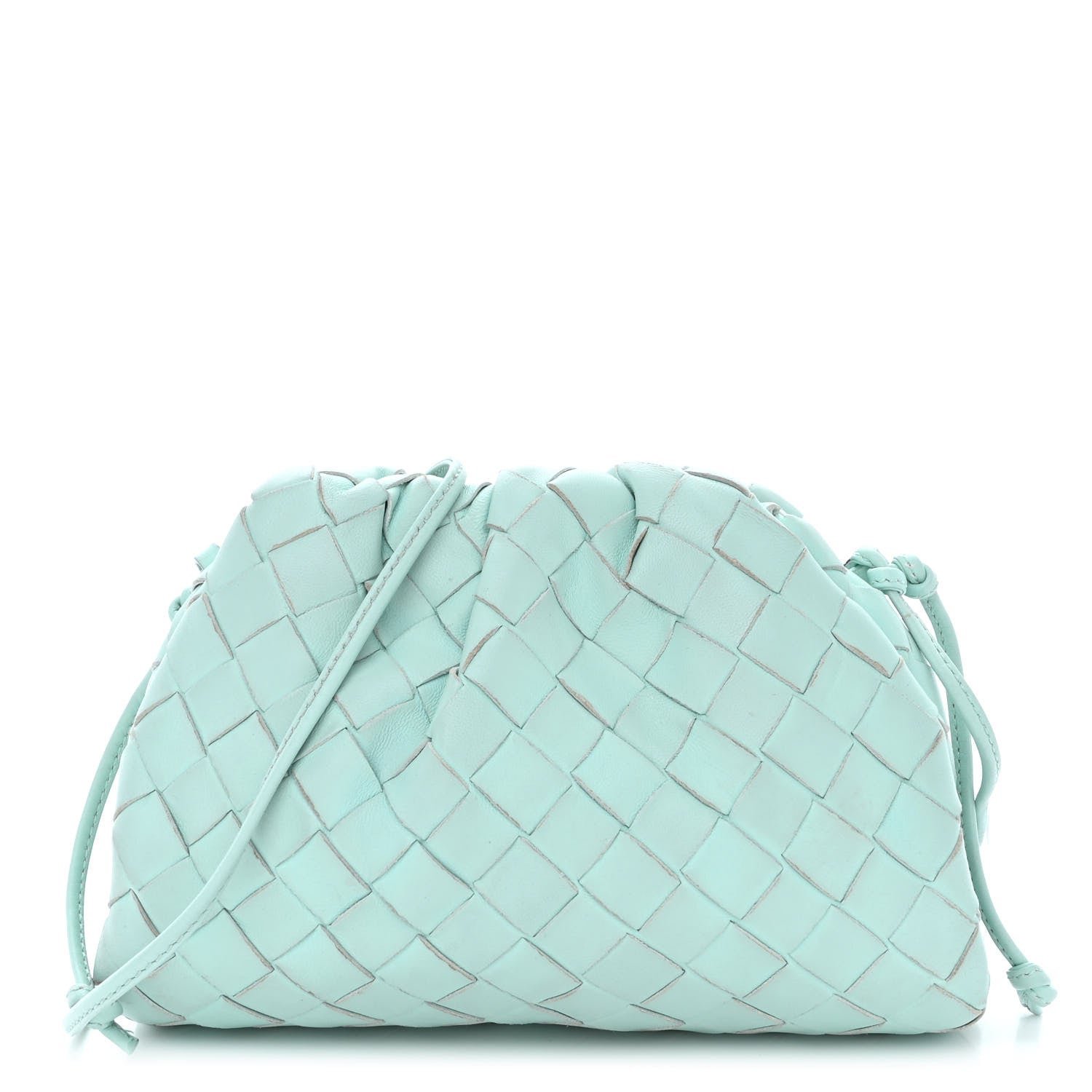 Bottega Veneta Nappa Intrecciato The Mini Pouch Topazio Silver