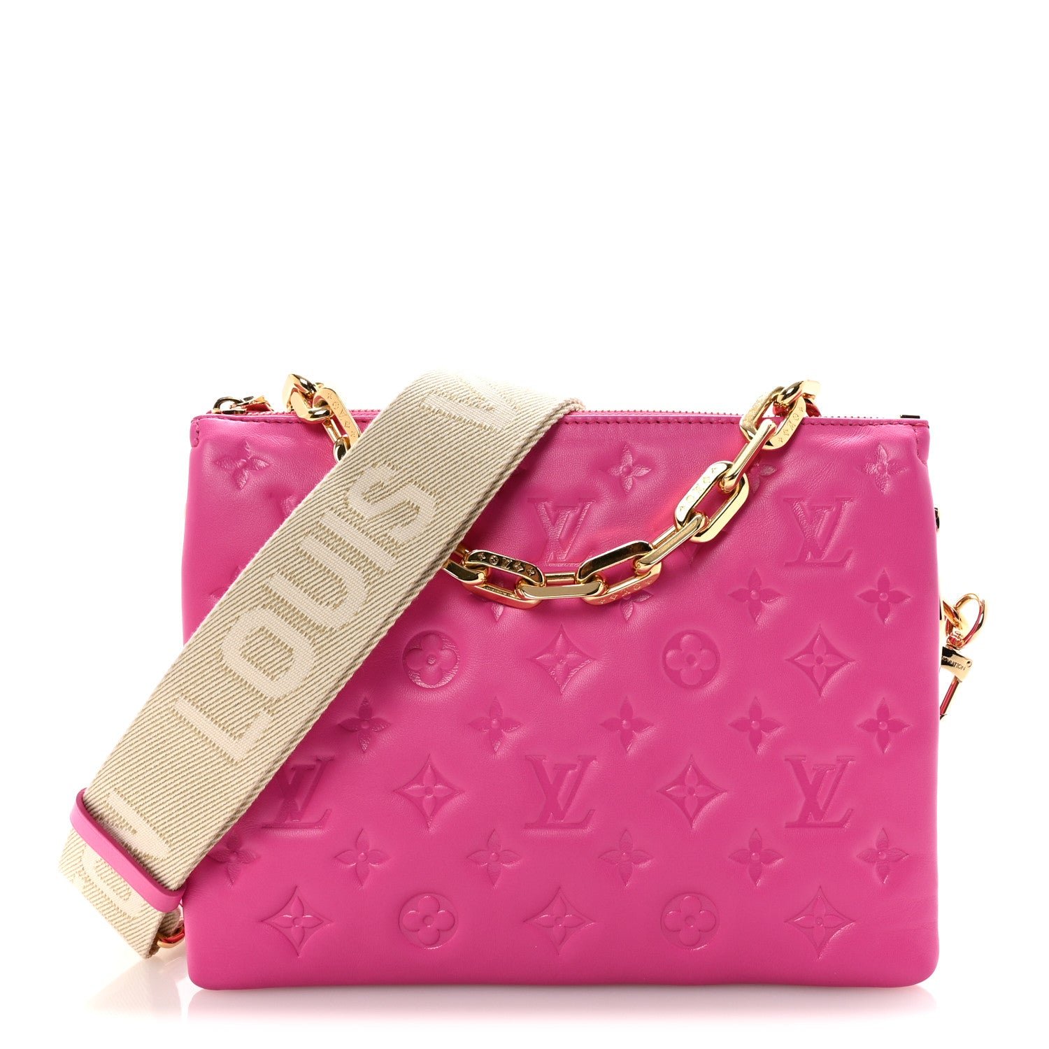 Louis Vuitton Lambskin Embossed Monogram Coussin PM Rose Miami