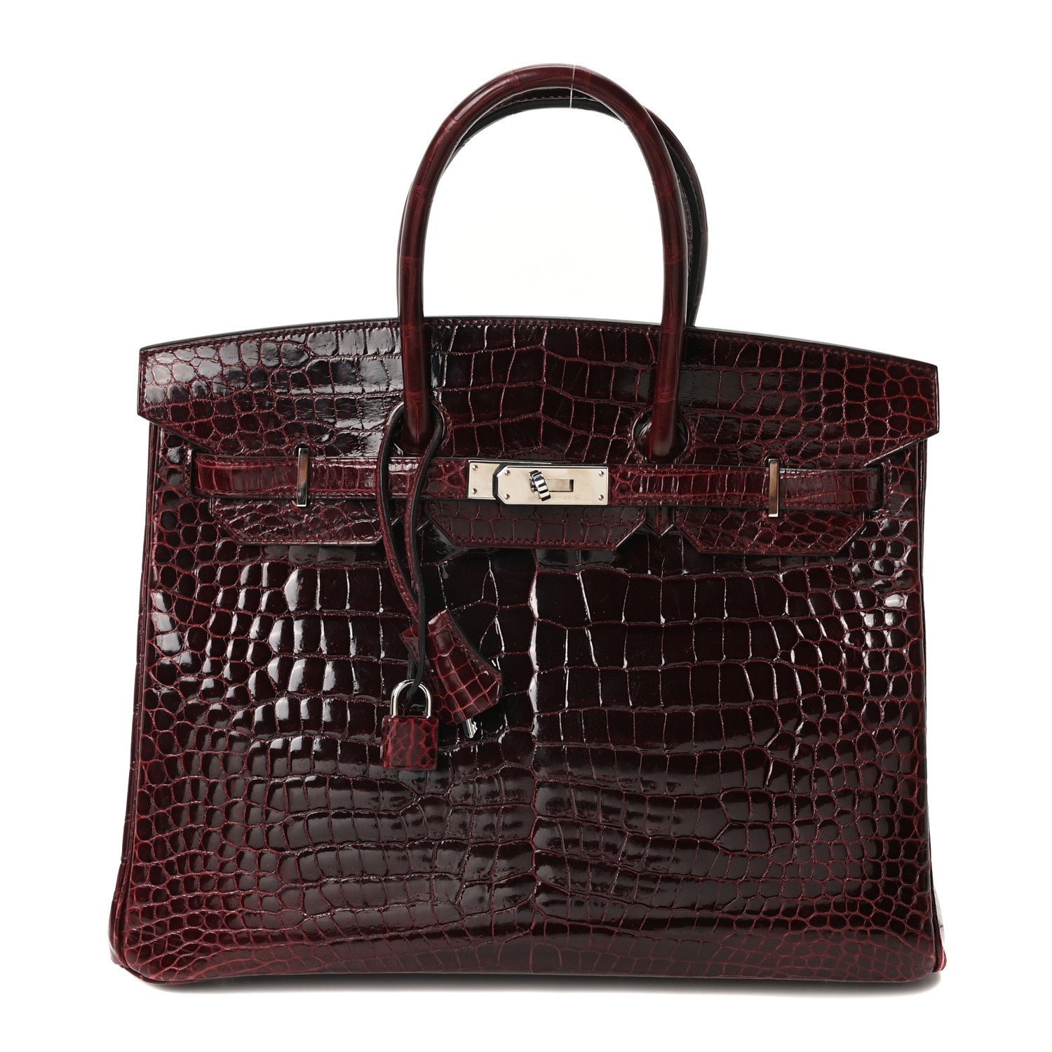 Hermes Hermes Shiny Porosus Crocodile Birkin 35 Bourgogne
