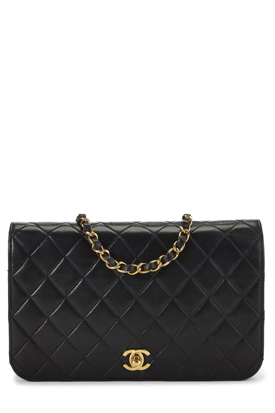 Black Quilted Lambskin Full Flap Small