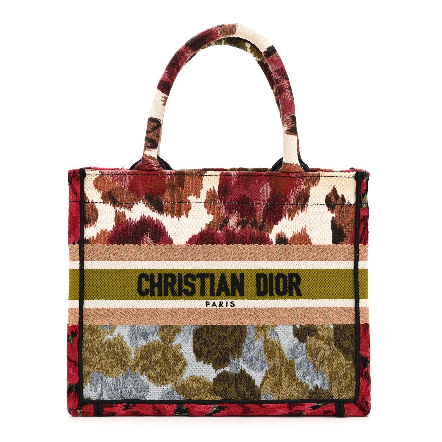 Christian Dior Canvas Embroidered Floral Book Tote Multicolor