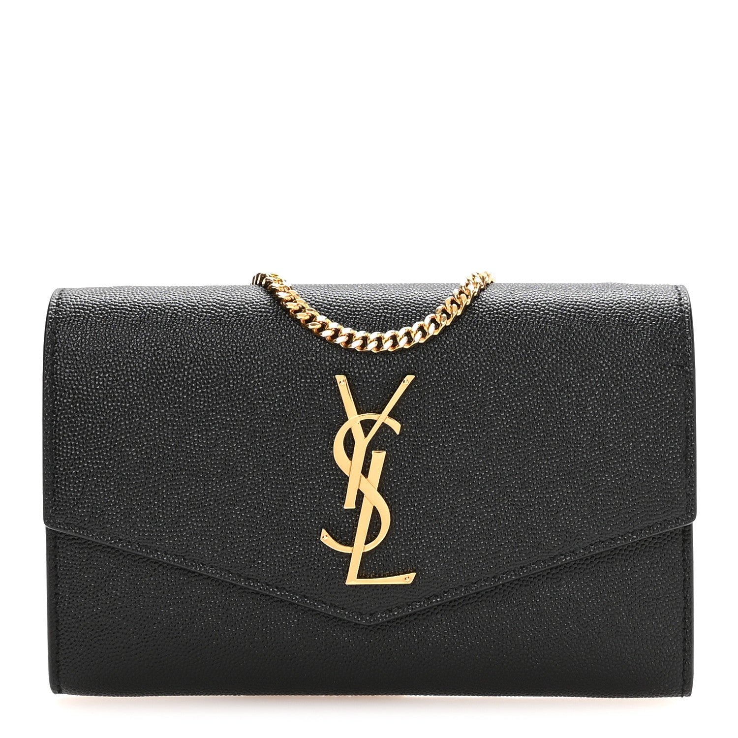 Saint Laurent Grain De Poudre Uptown Chain Wallet Black