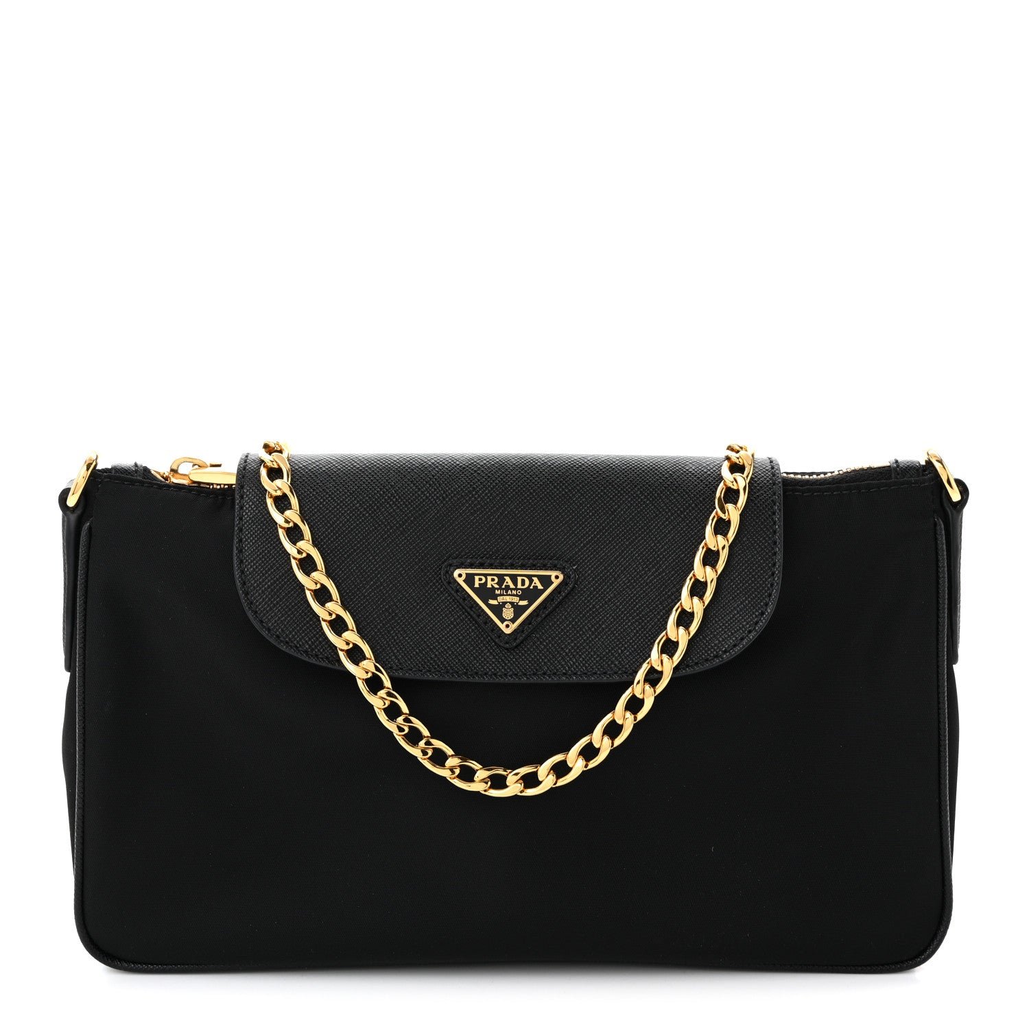 Prada Tessuto Nylon Saffiano Crossbody Bag Black