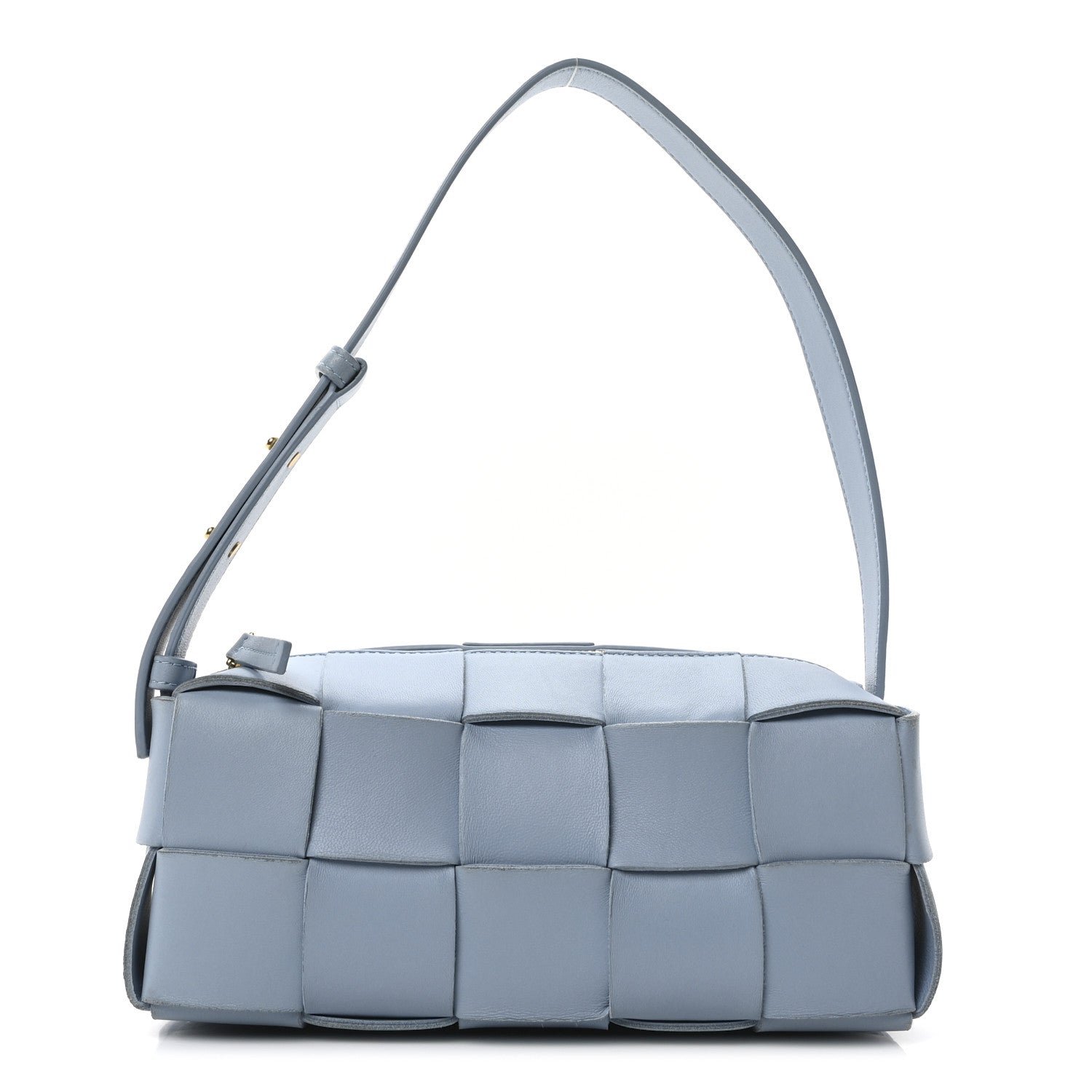 Bottega Veneta Lambskin Maxi Intrecciato Small Brick Cassette Bag Blue