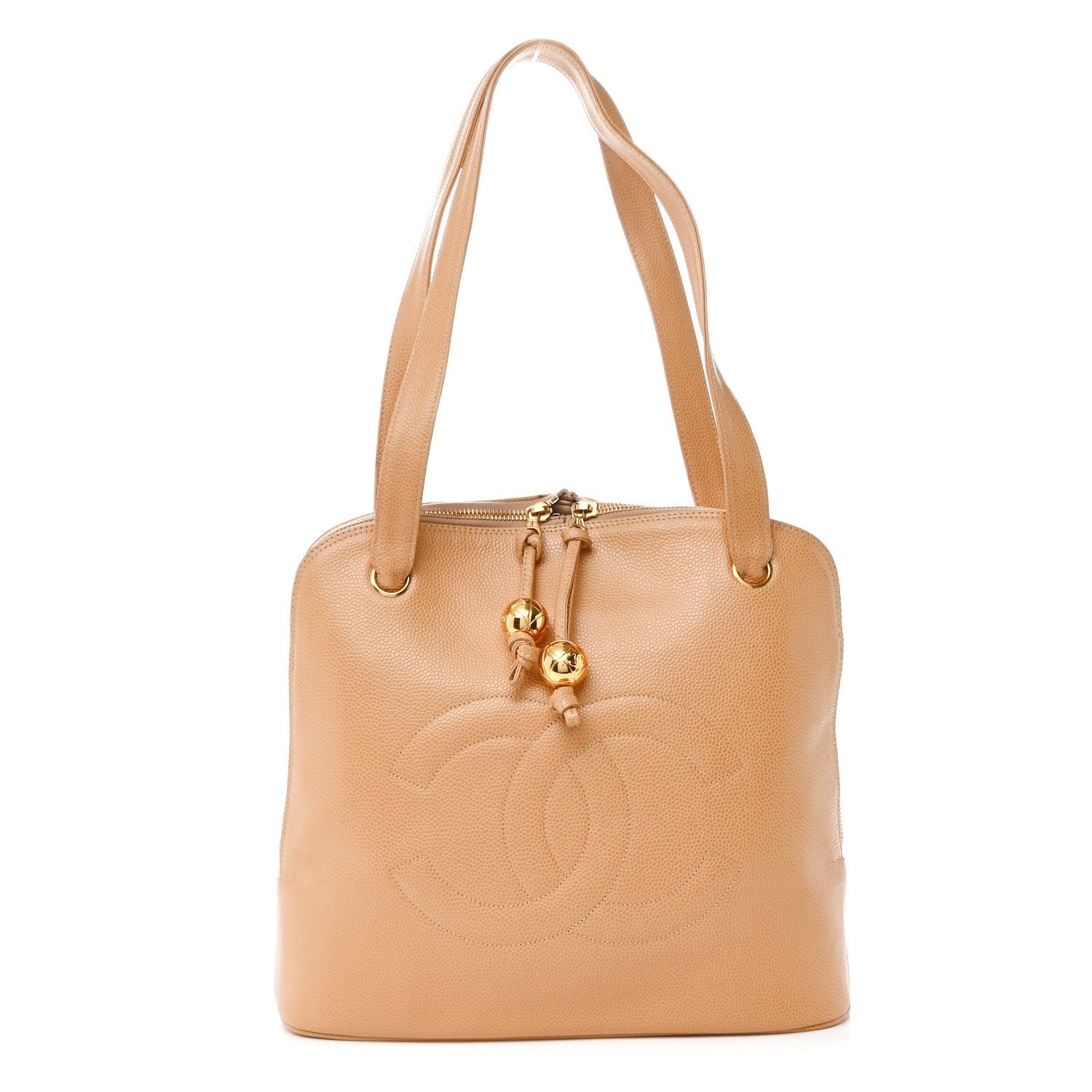 Chanel Caviar CC Timeless Shoulder Bag Beige