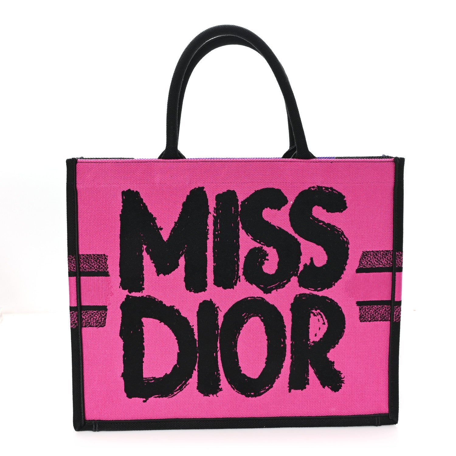 Christian Dior Canvas Embroidered Large Miss Dior Graffiti Book Tote Fuchsia Purple