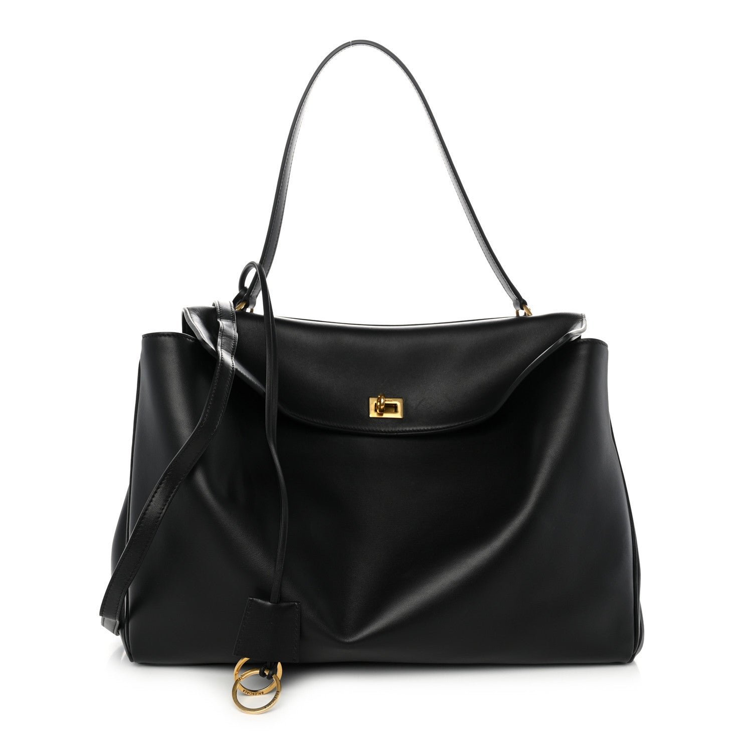 Balenciaga Smooth Calfskin Large Rodeo Top Handle Handbag Black